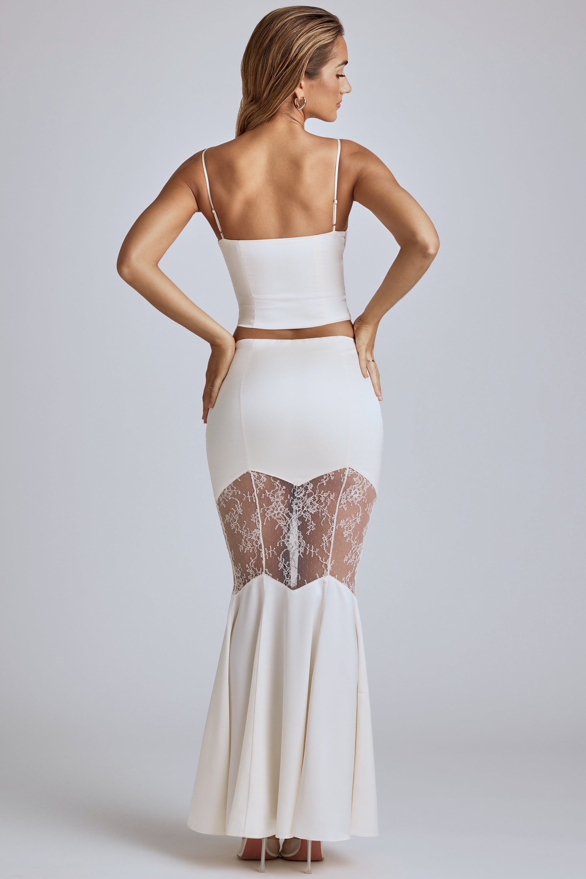 Lace Panel Cami Top in Ivory