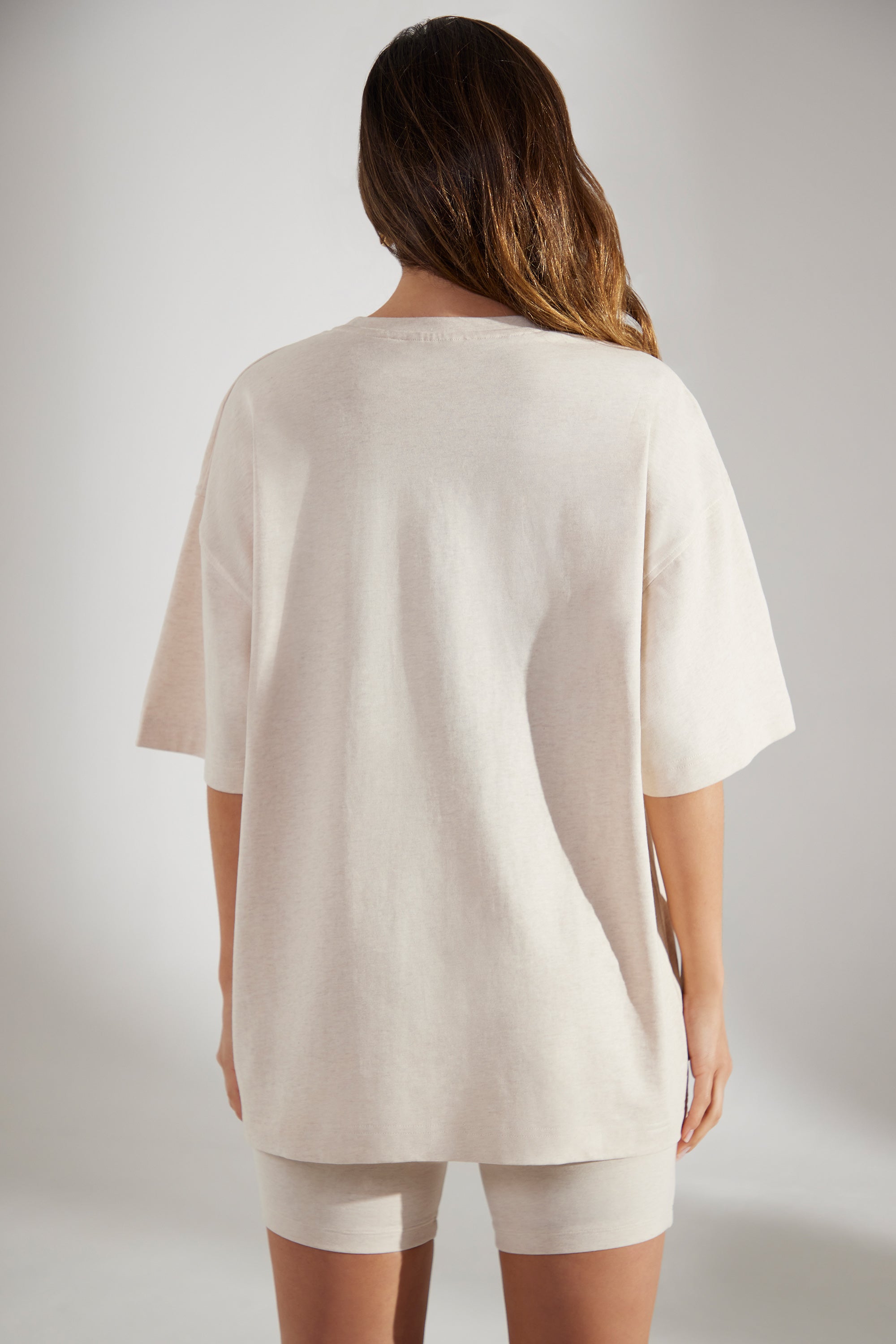 Oversized Short Sleeve T-Shirt in Heather Oat