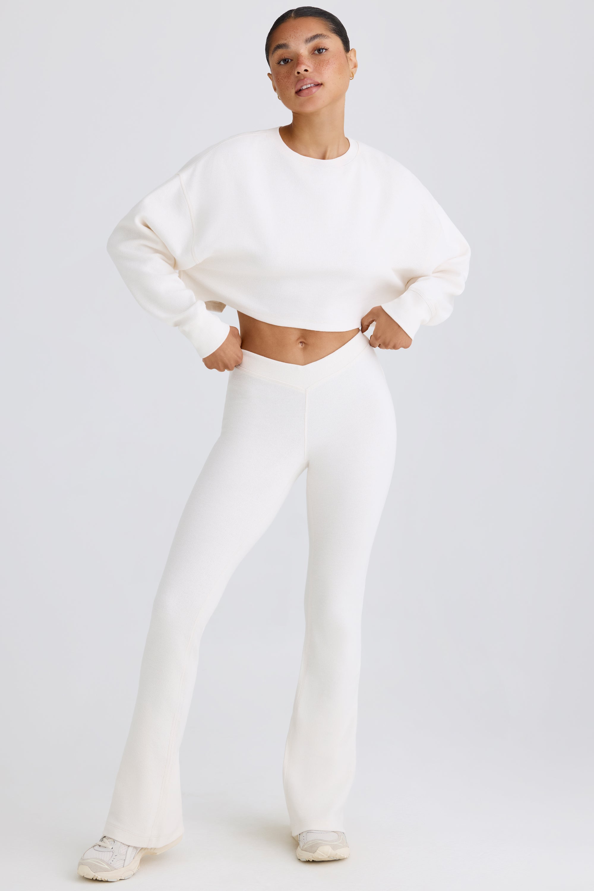 Petite Flared Trousers in White