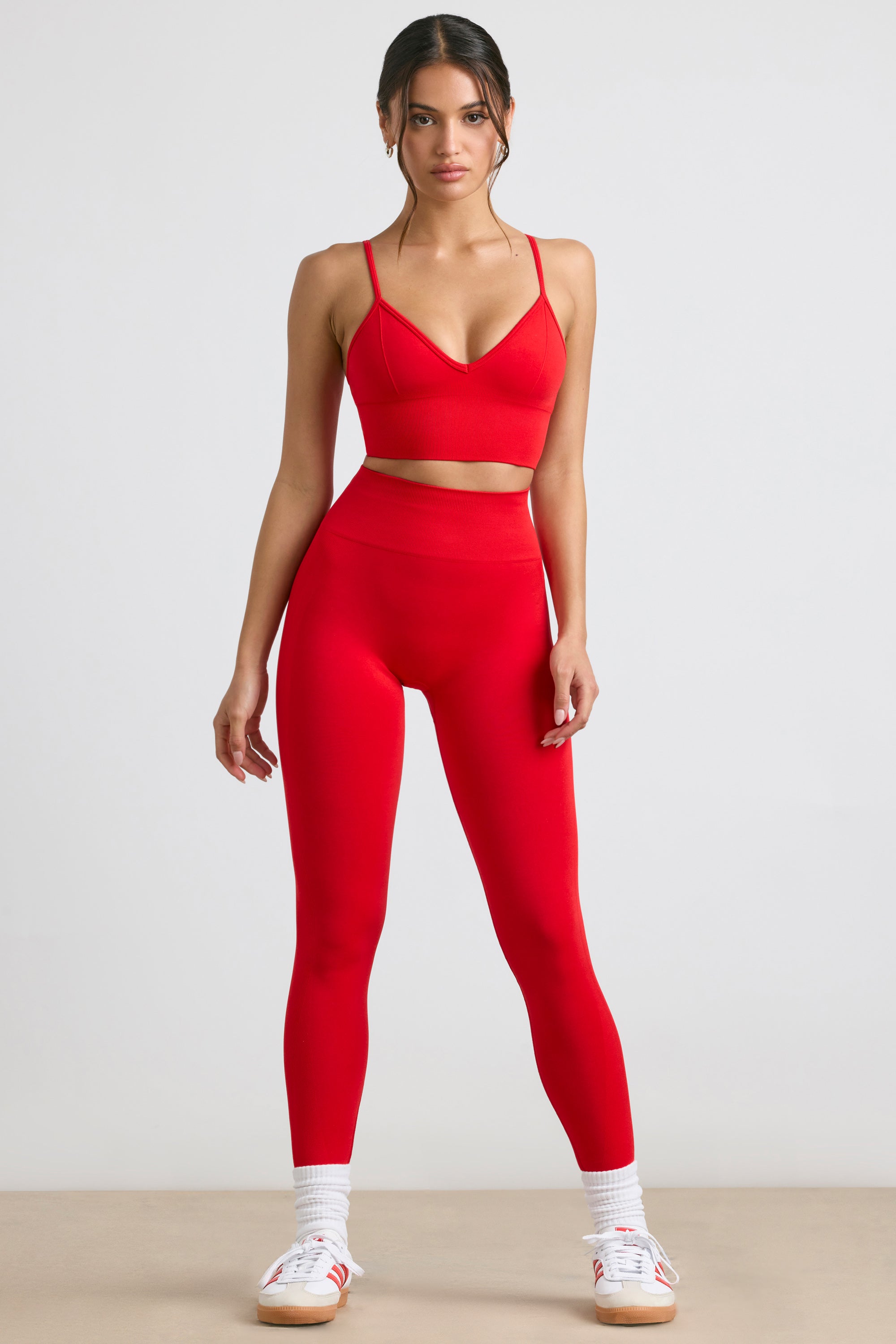 Petite High-Waist Define Luxe Leggings in Red