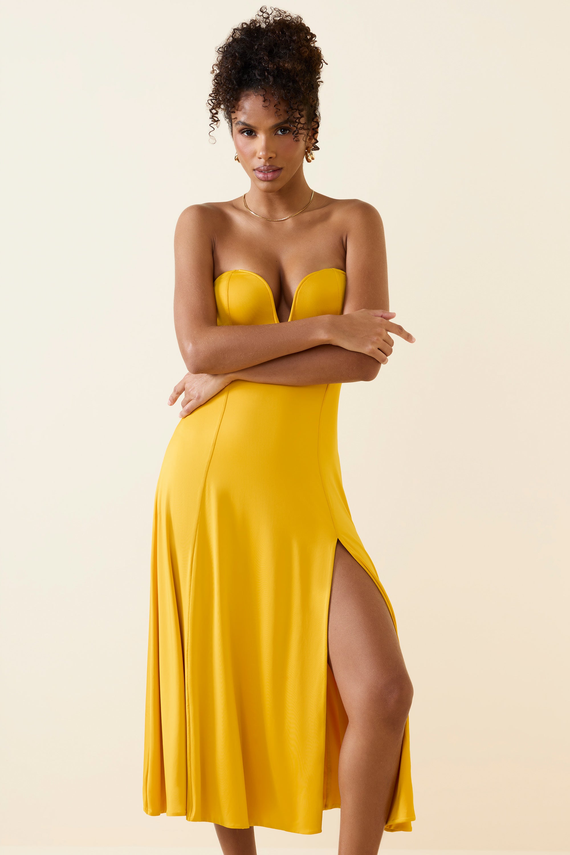 Bandeau Midaxi Dress in Golden Yellow