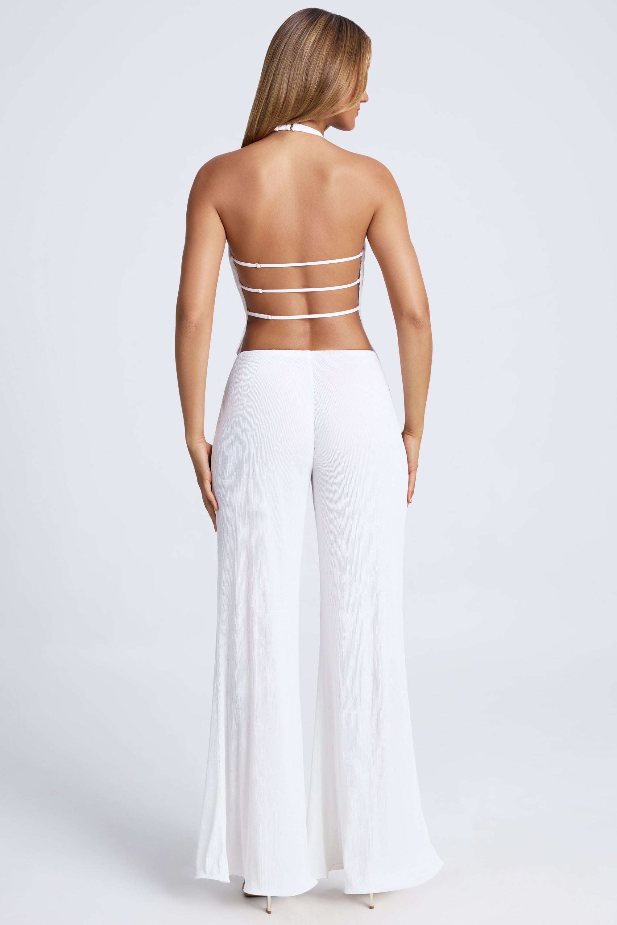 Petite High-Waist Wide-Leg Trousers in White