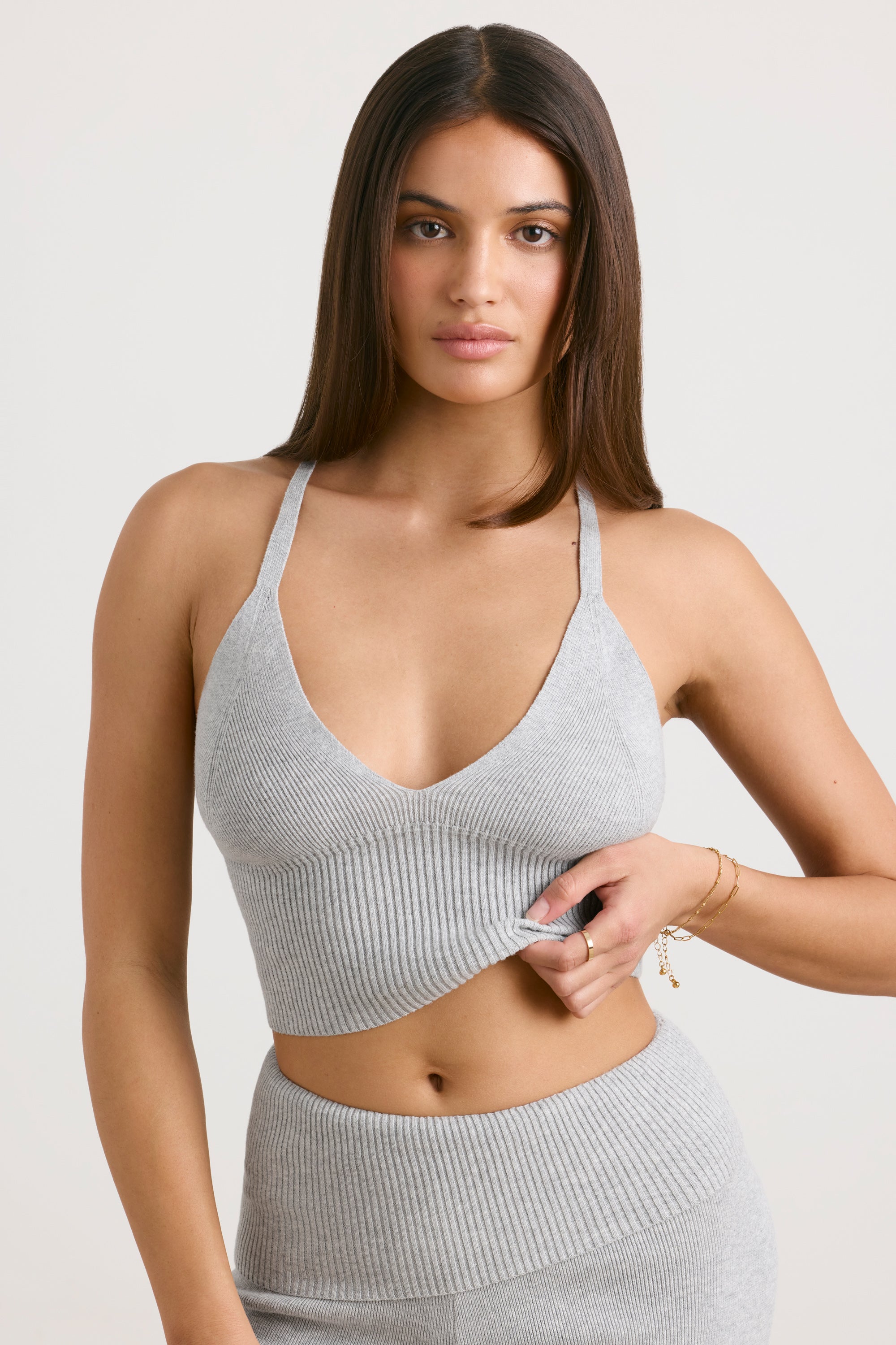 Chunky Knit Tank Top in Heather Grey