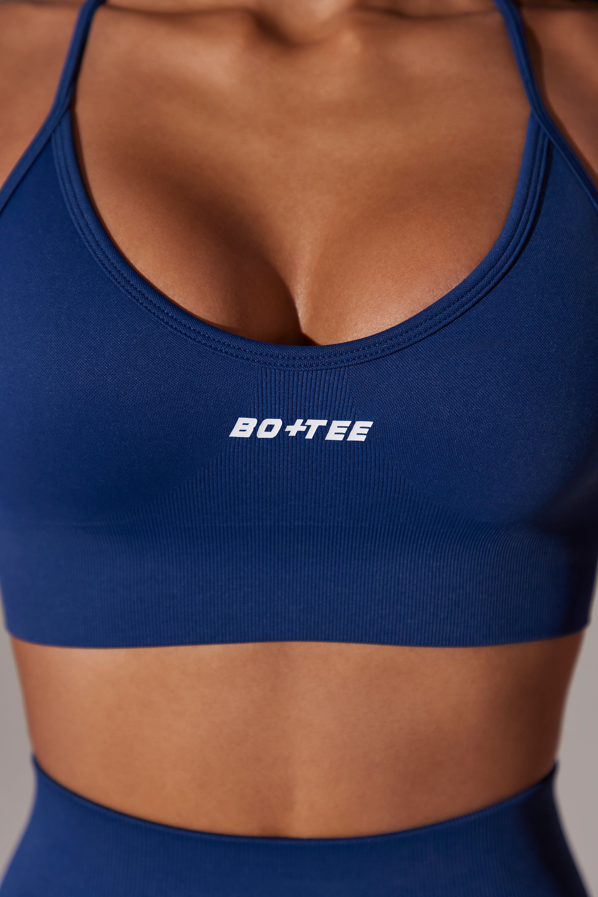 Scoop Neck Multi Strap Sports Bra in Navy