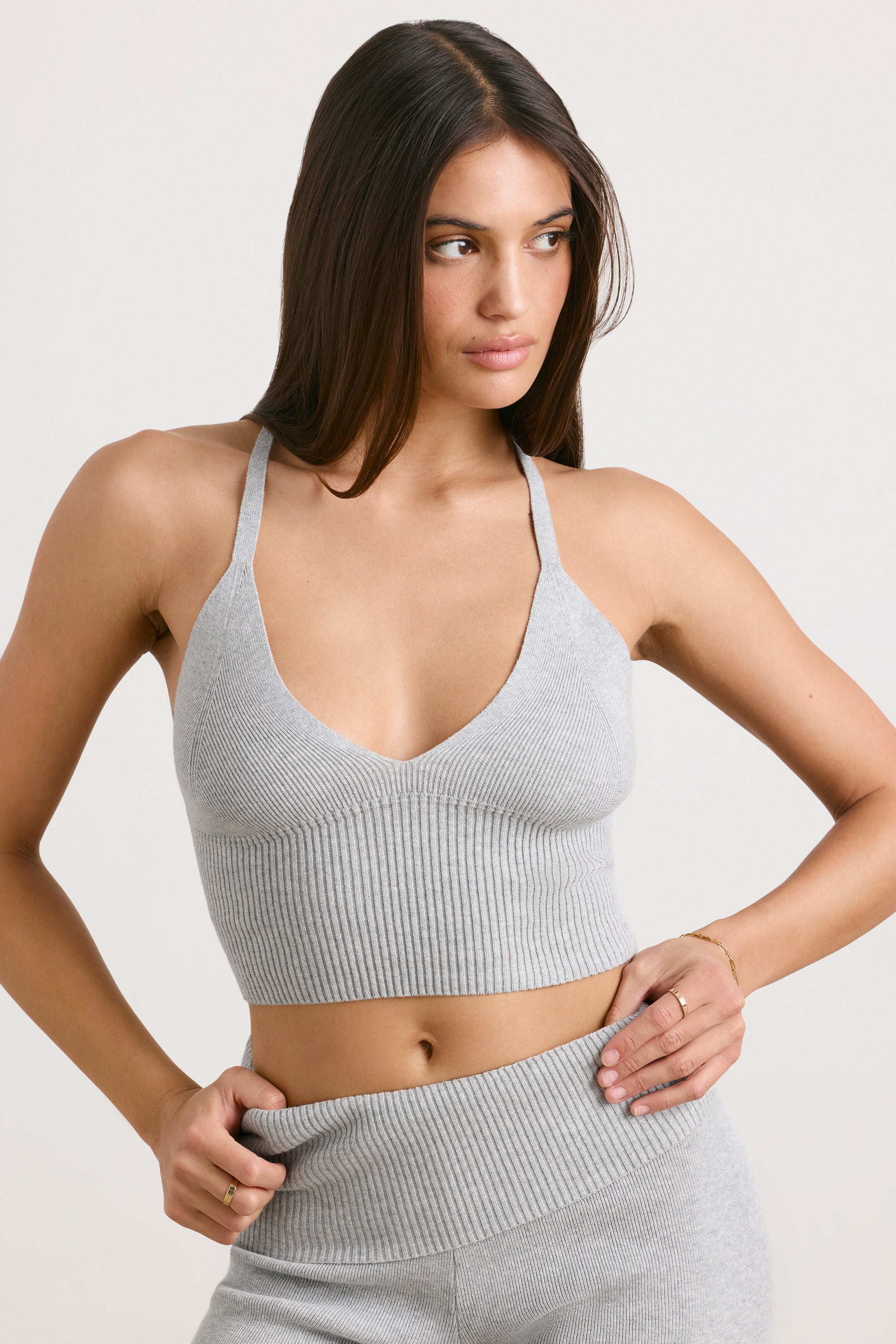 Chunky Knit Tank Top in Heather Grey