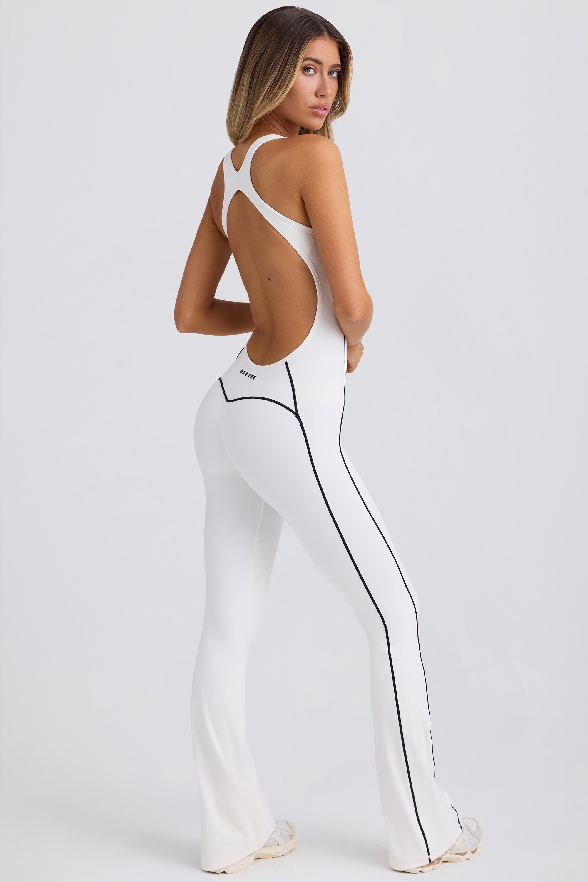 Soft Active Open-Back Jumpsuit in White