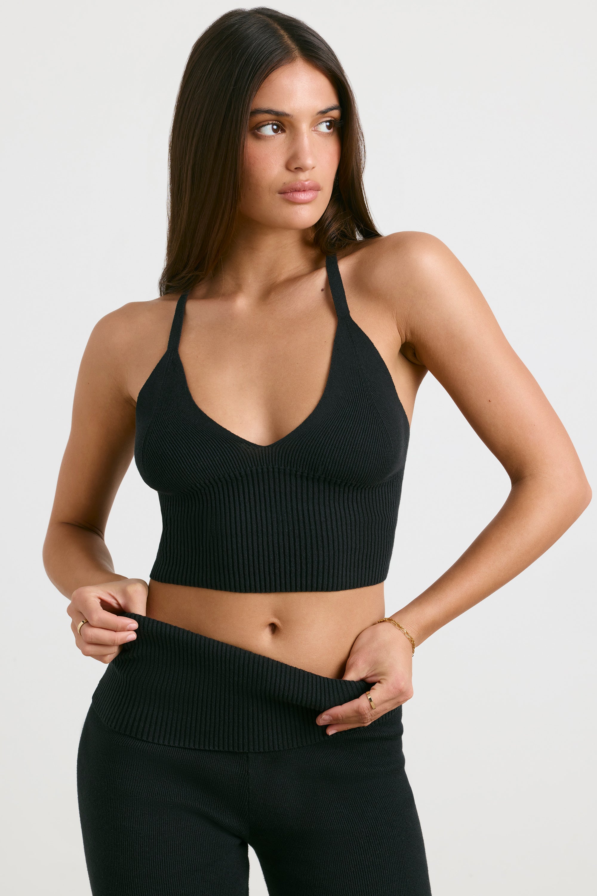 Chunky Knit Tank Top in Black