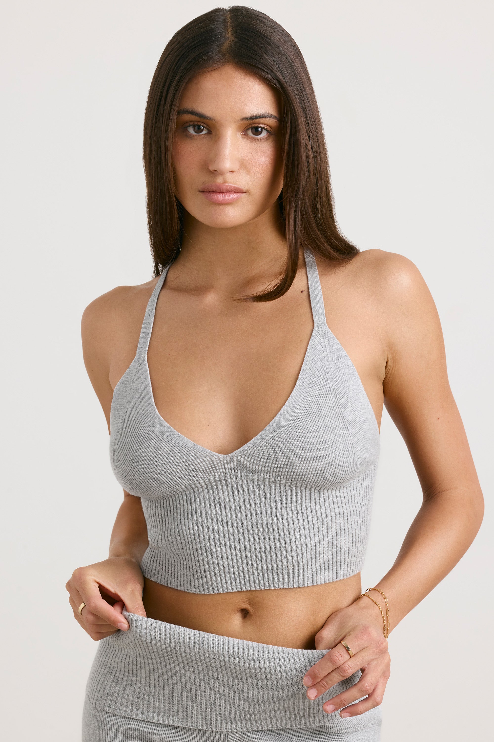 Chunky Knit Tank Top in Heather Grey