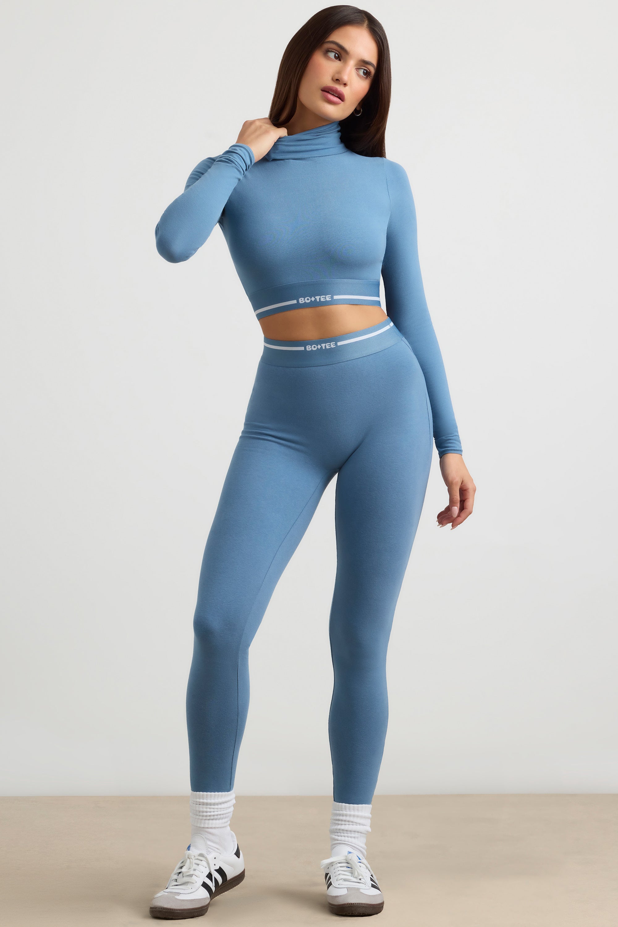 High-Waist Leggings in Steel Blue