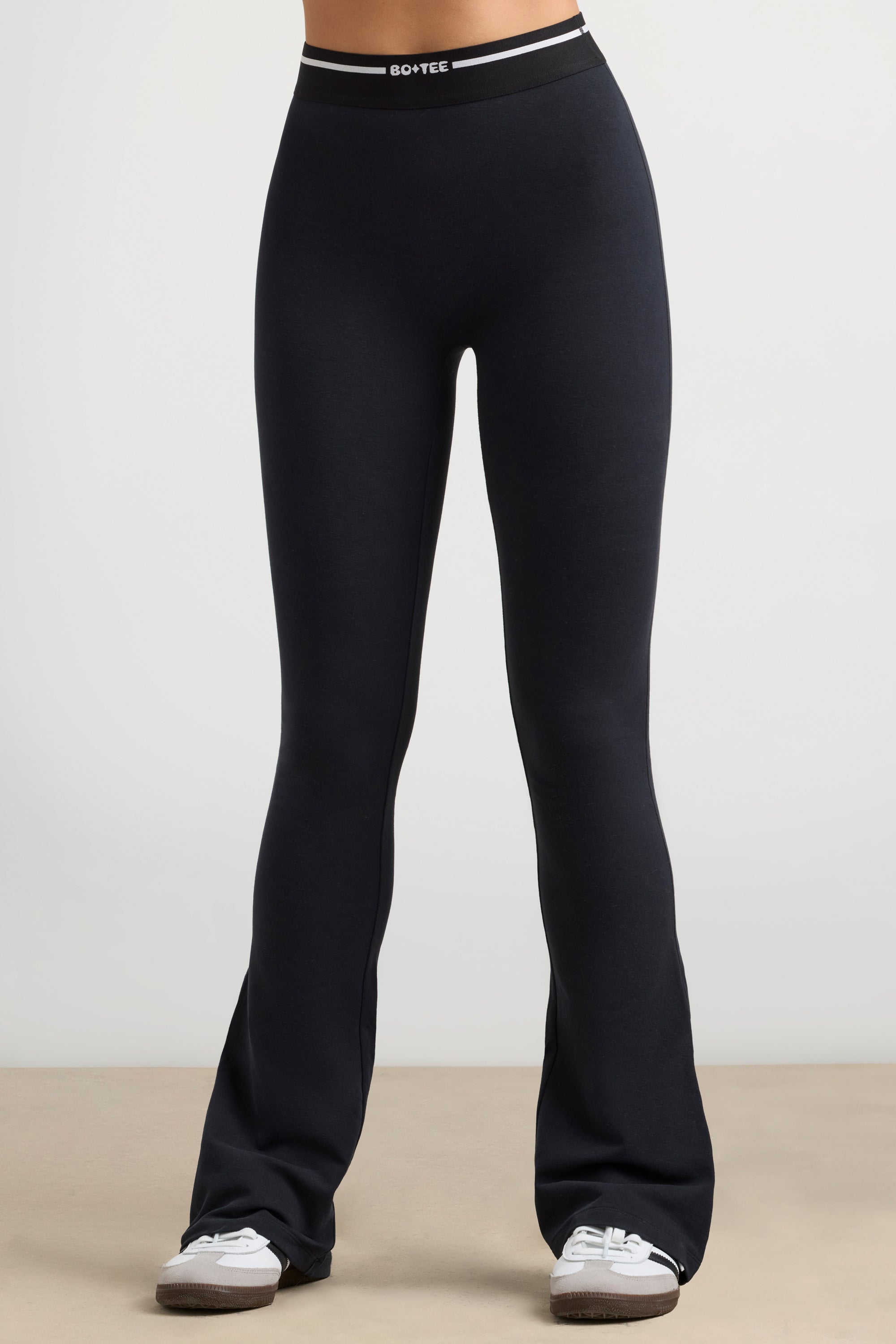 High-Waist Kick Flare Trousers in Black