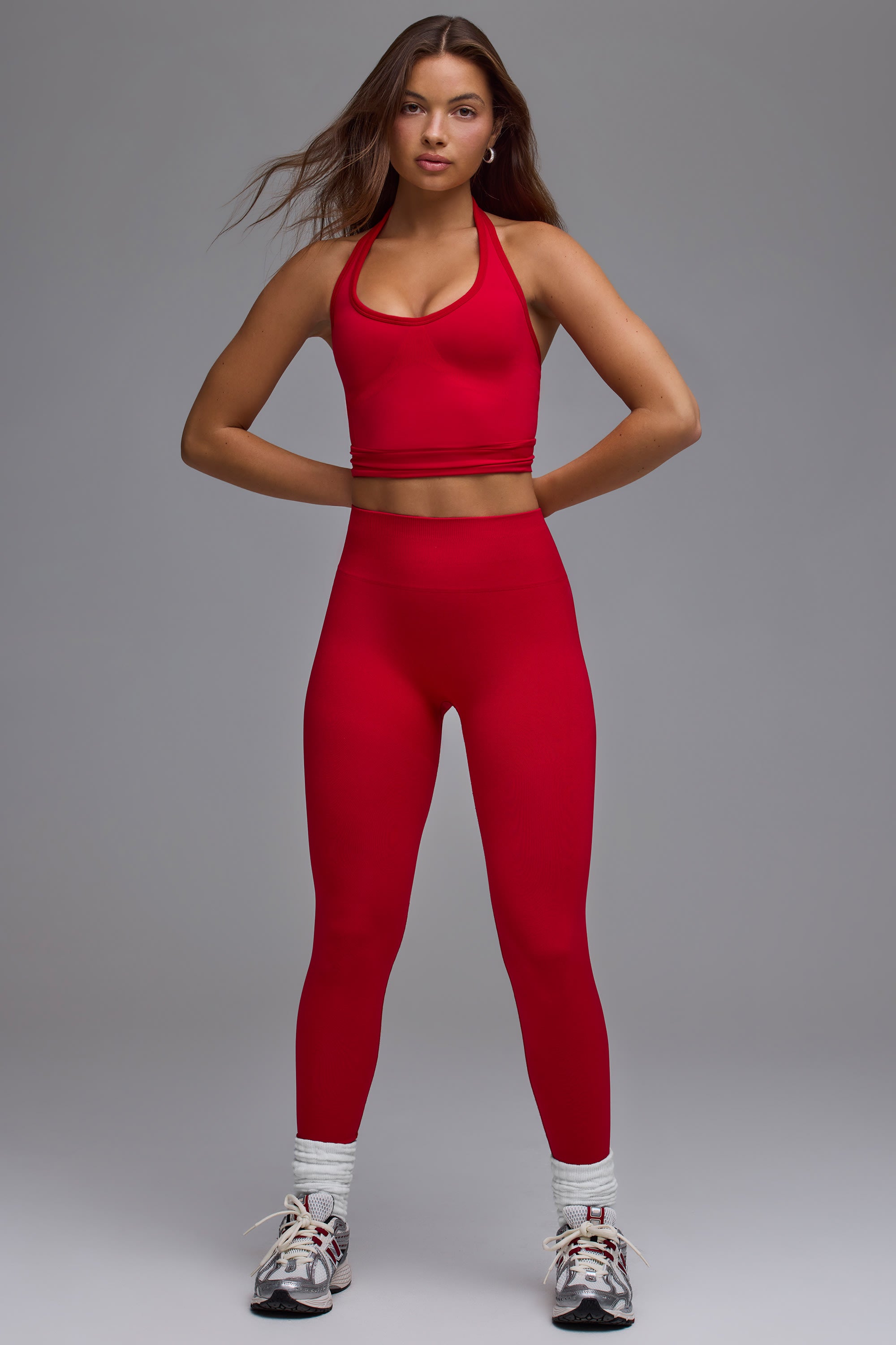 Define Luxe High-Waist Leggings in Cherry Red