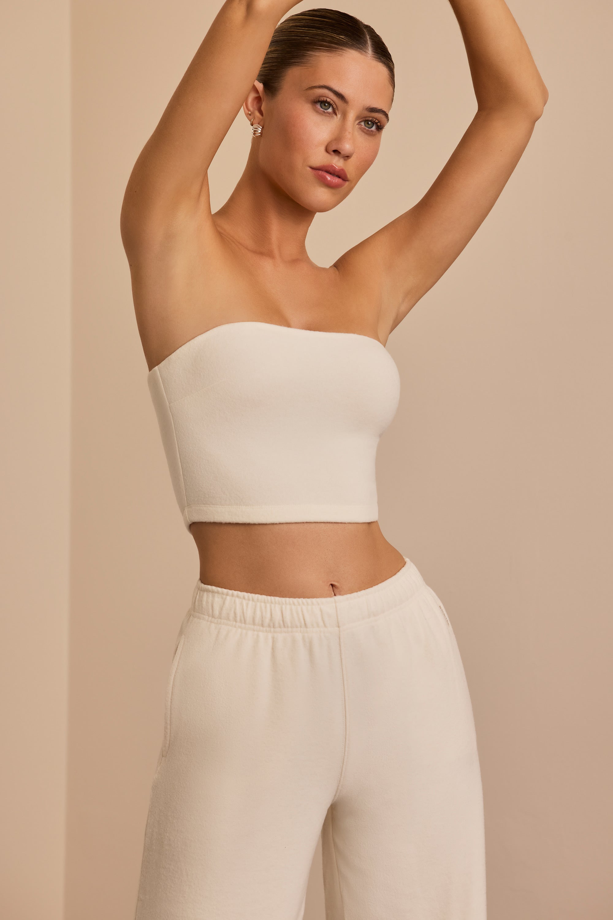 Brushed Jersey Bandeau Top in Ecru