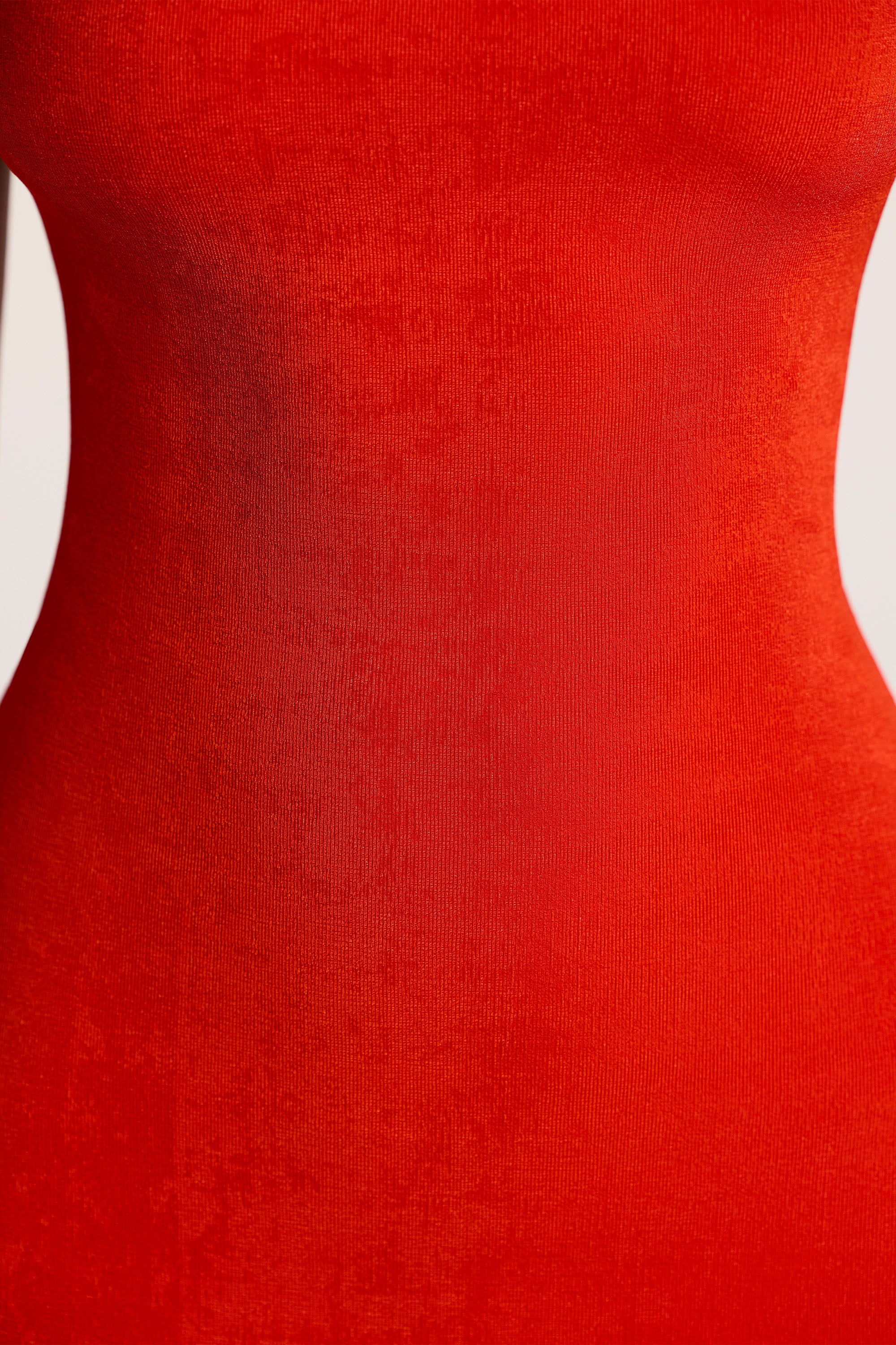 Textured Jersey Open Back Maxi Dress in Fiery Red