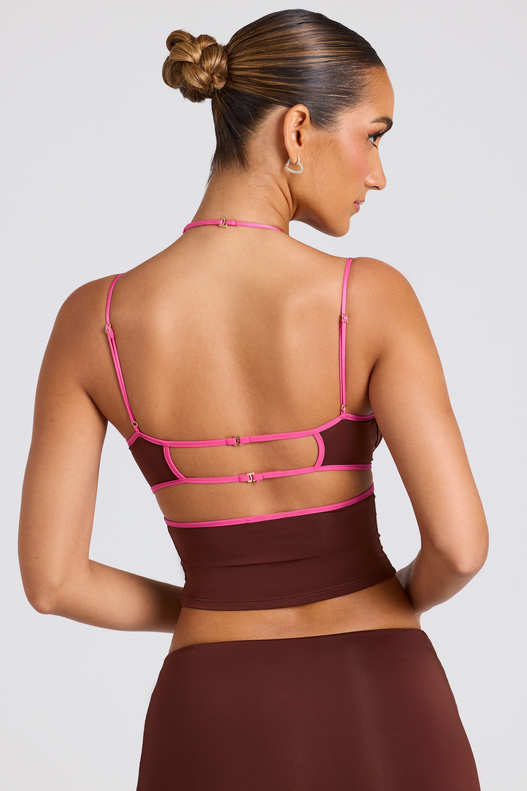 Contrast Binding Cami Top in Chocolate Brown