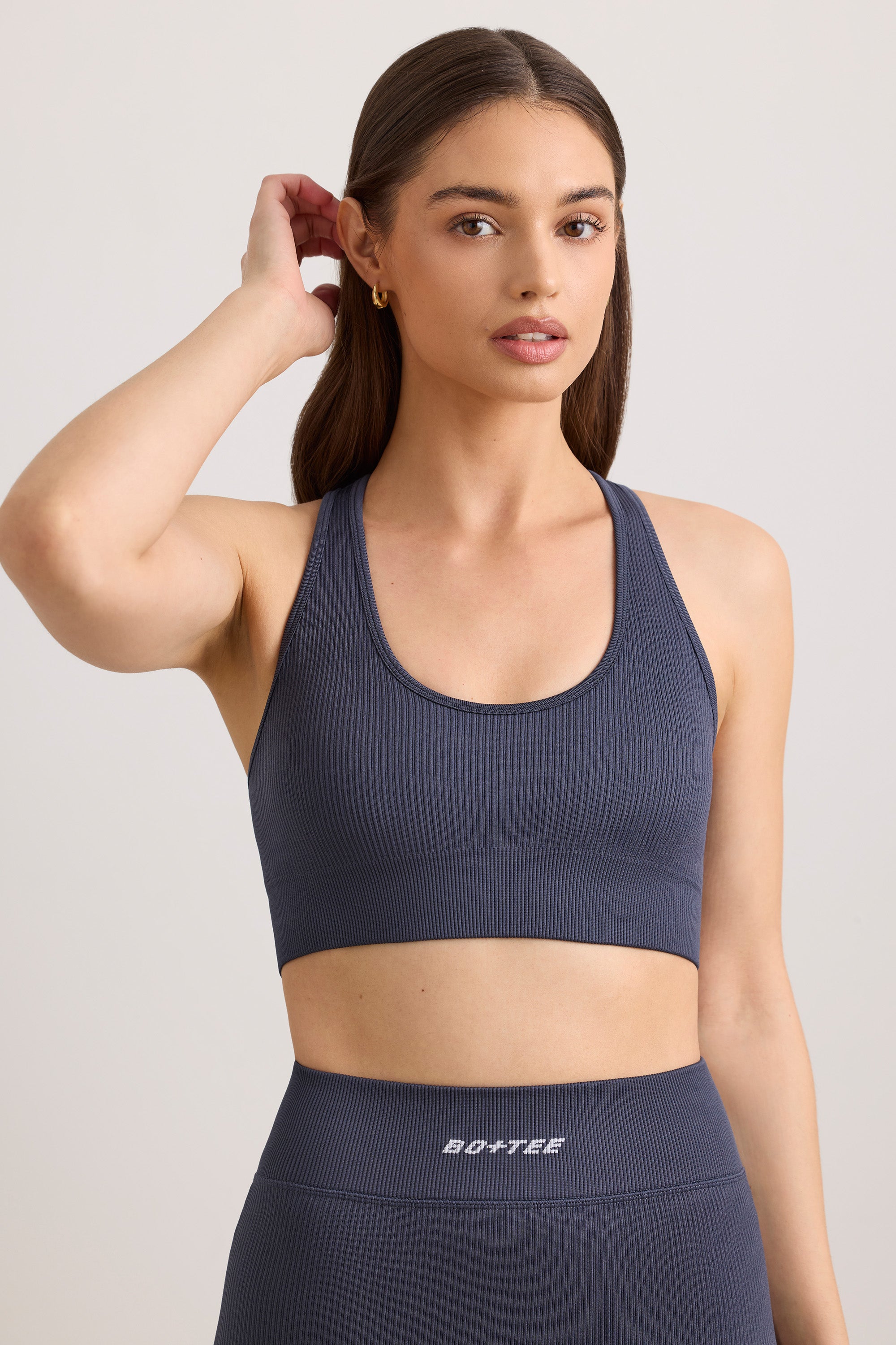 FlexiRib Wide Strap Sports Bra in Slate