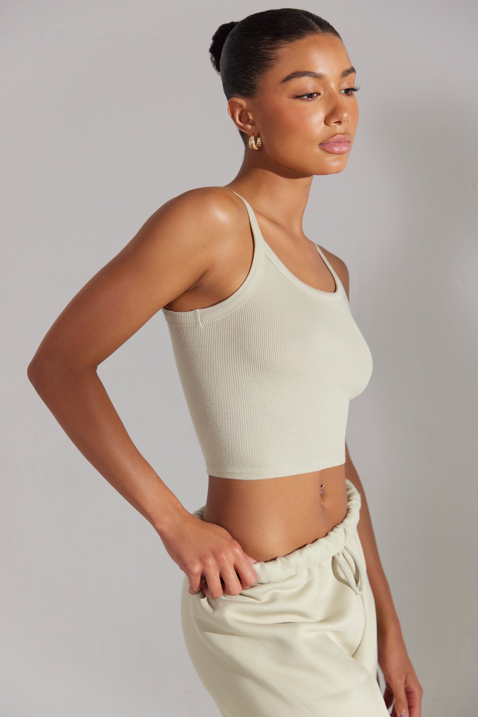 Soft Rib Tank Top in Limestone