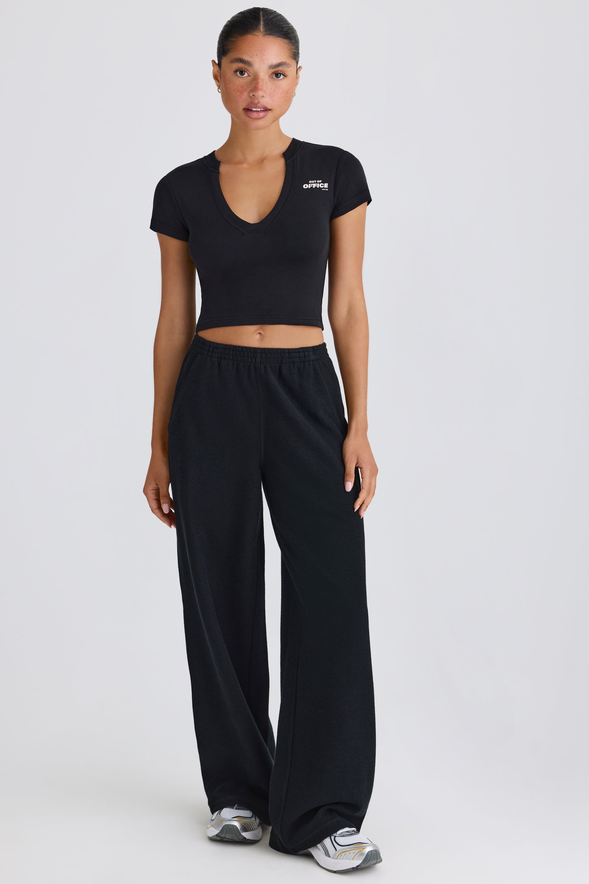 Petite Straight-Leg Joggers in Black