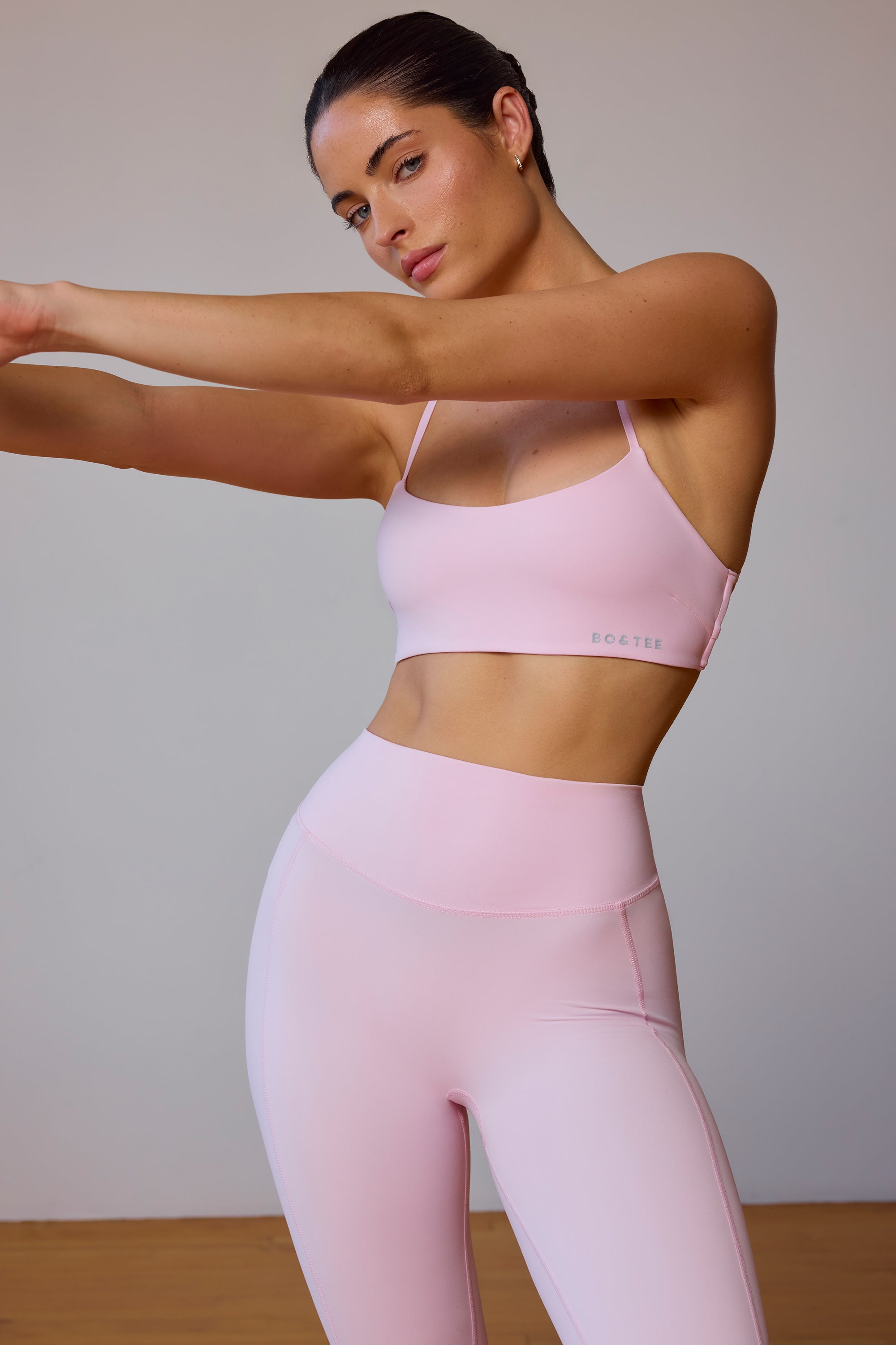 Cross-Back Sports Bra in Soft Pink