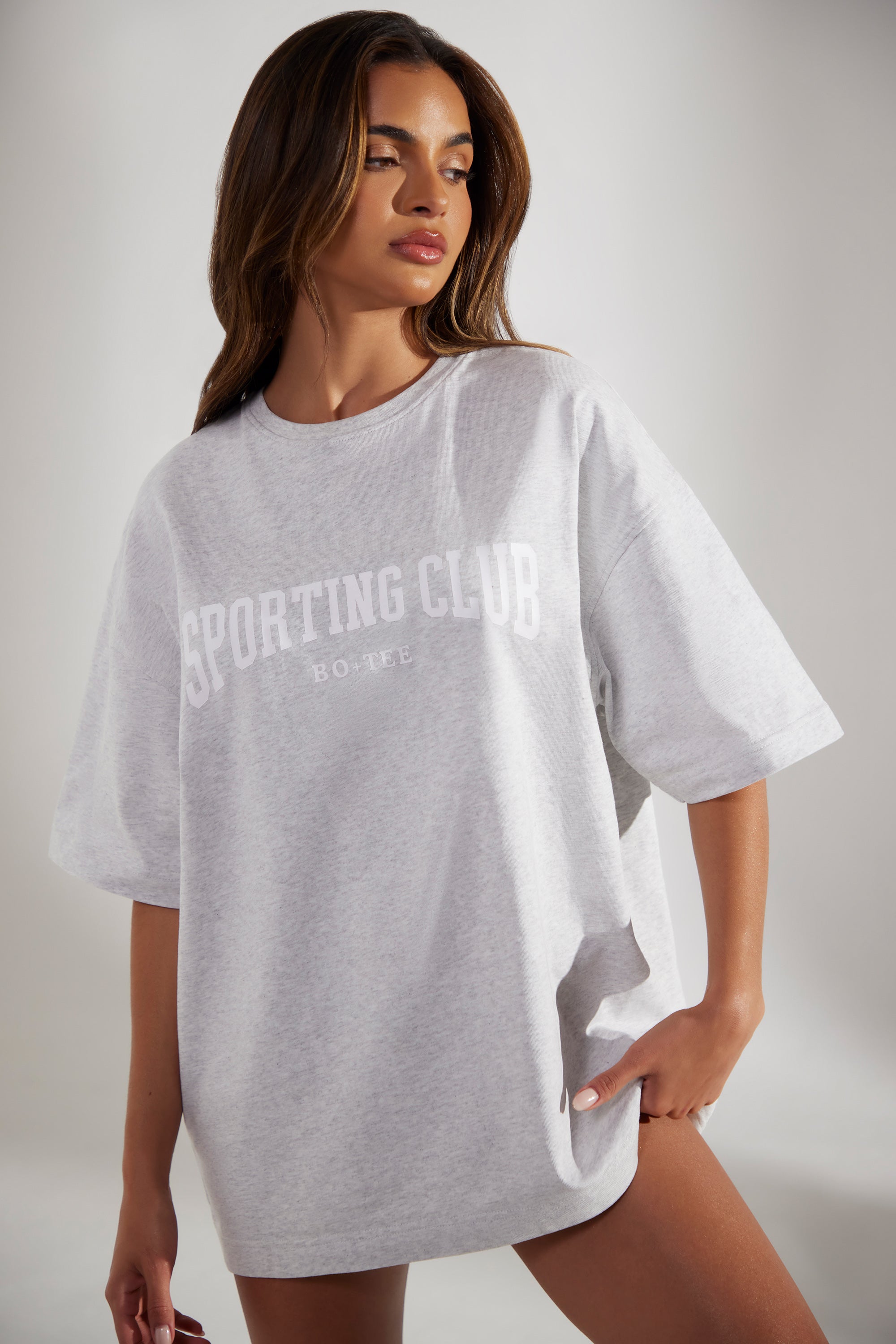 Oversized Short Sleeve T-Shirt in Heather Grey