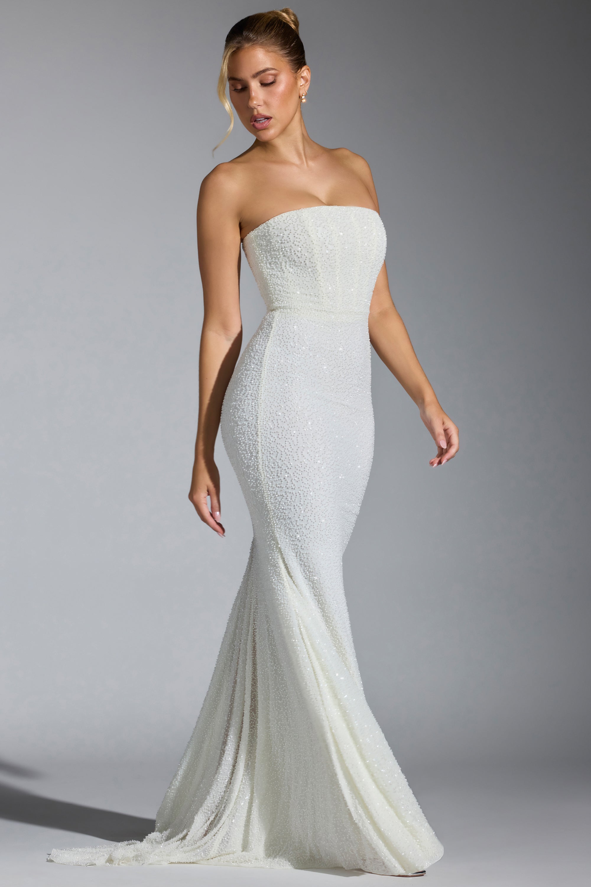 Embellished Corset Gown in White