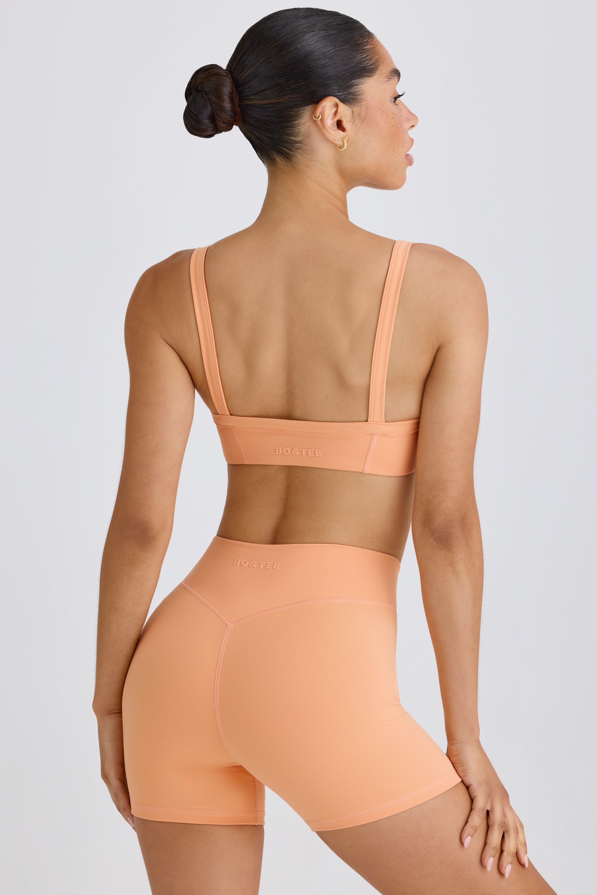 Soft Active Crossover Mini Shorts in Peach