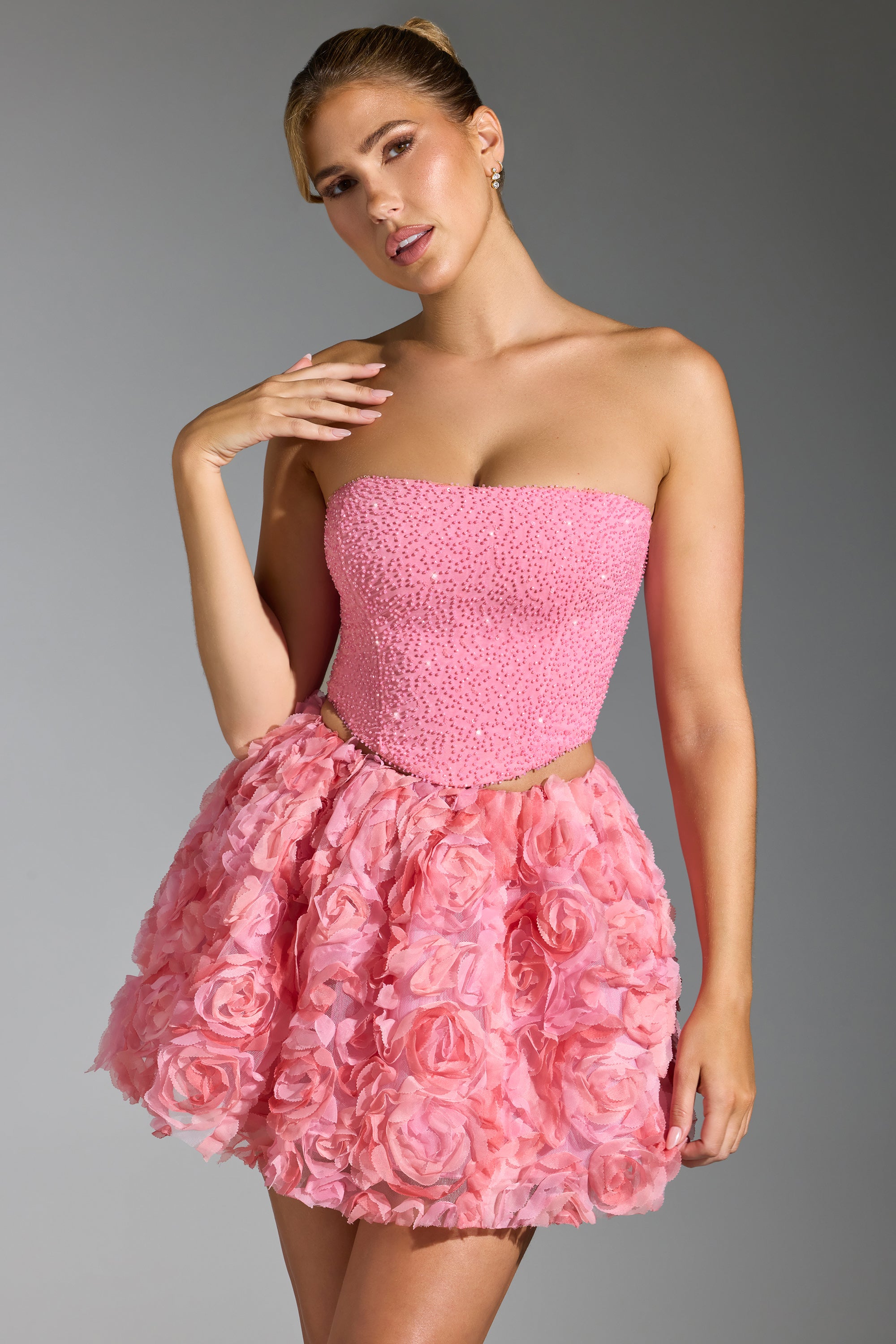 Embellished Corset Top in Pink