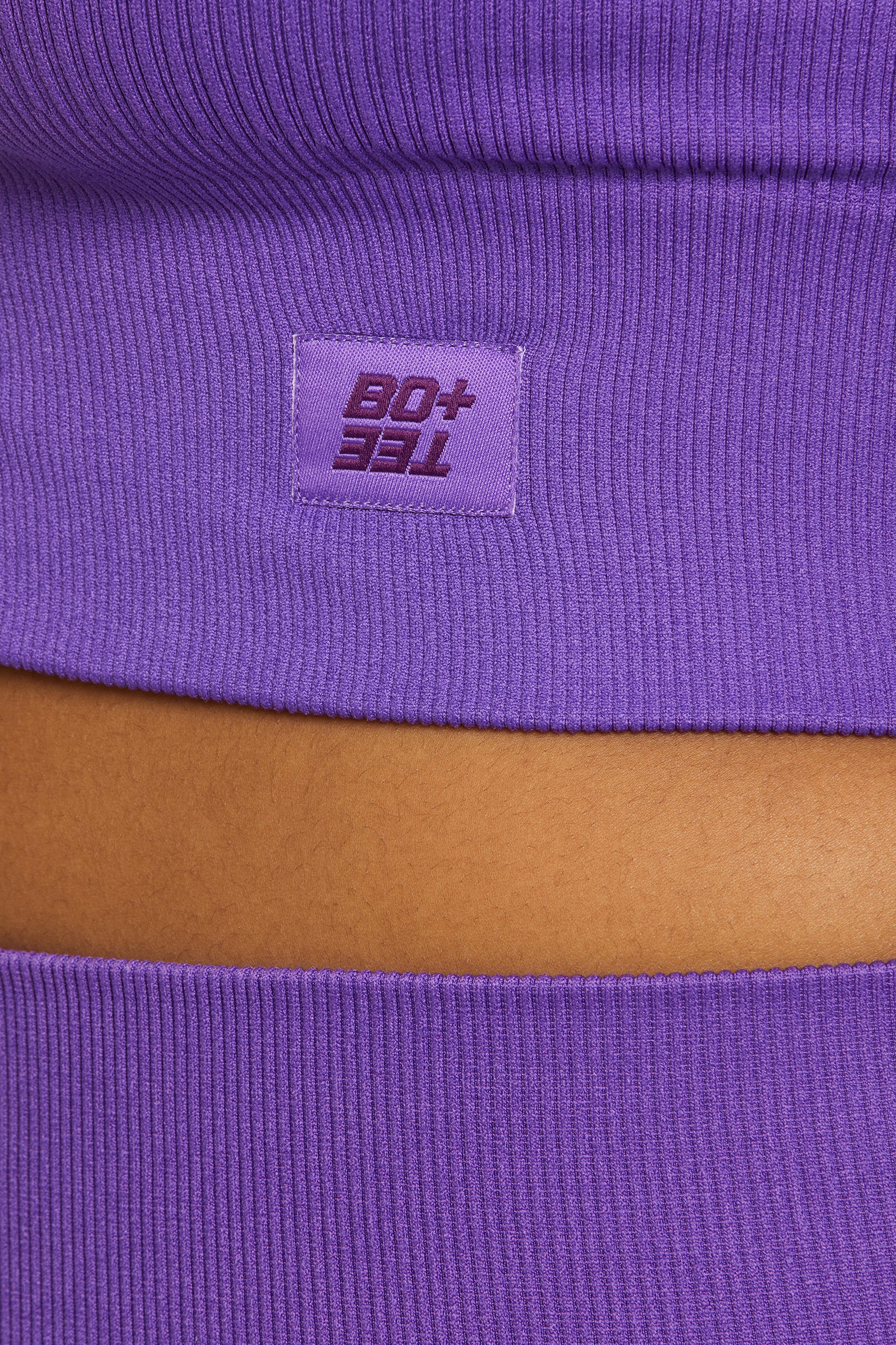 Long Sleeve Zip Crop Top in Purple