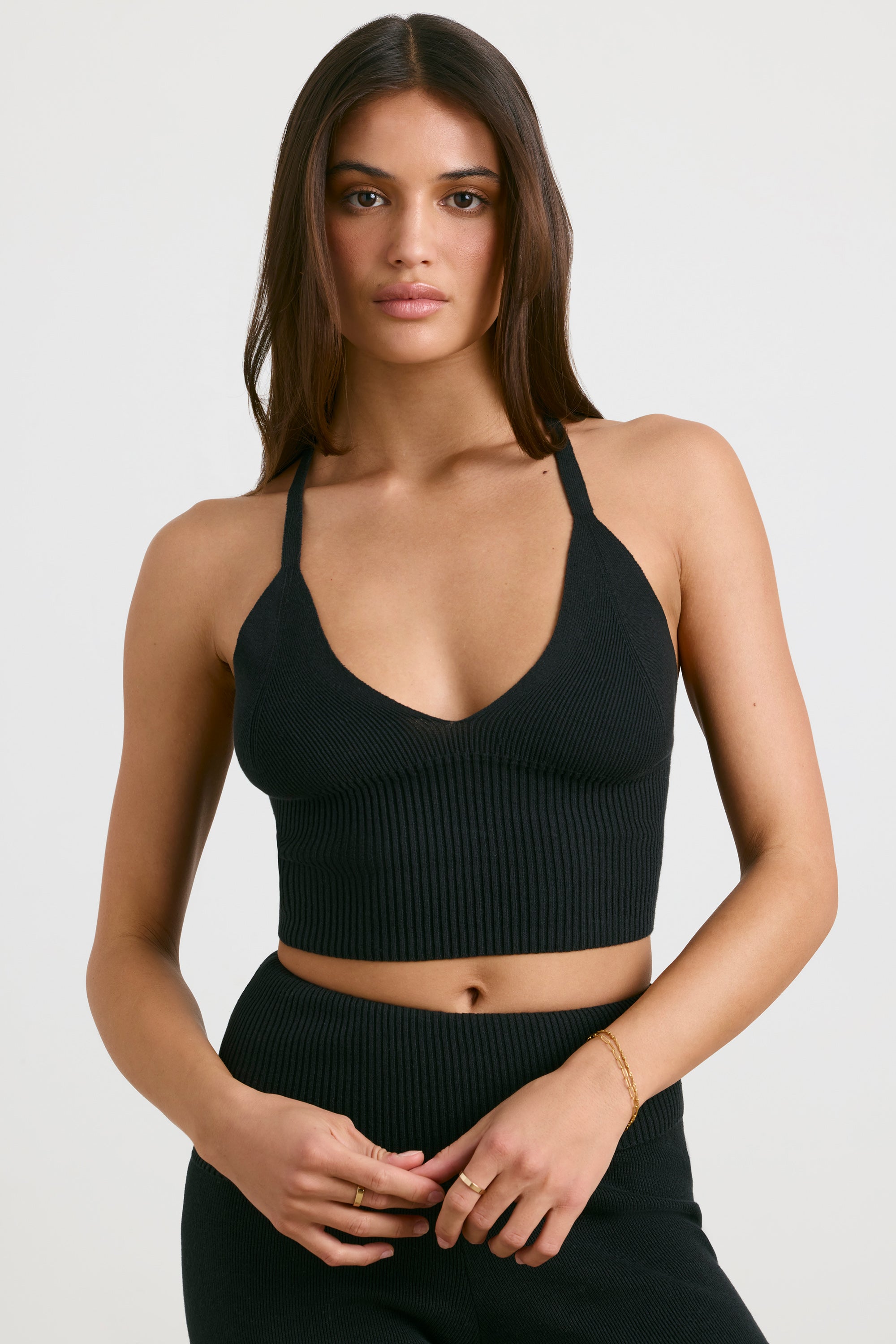 Chunky Knit Tank Top in Black