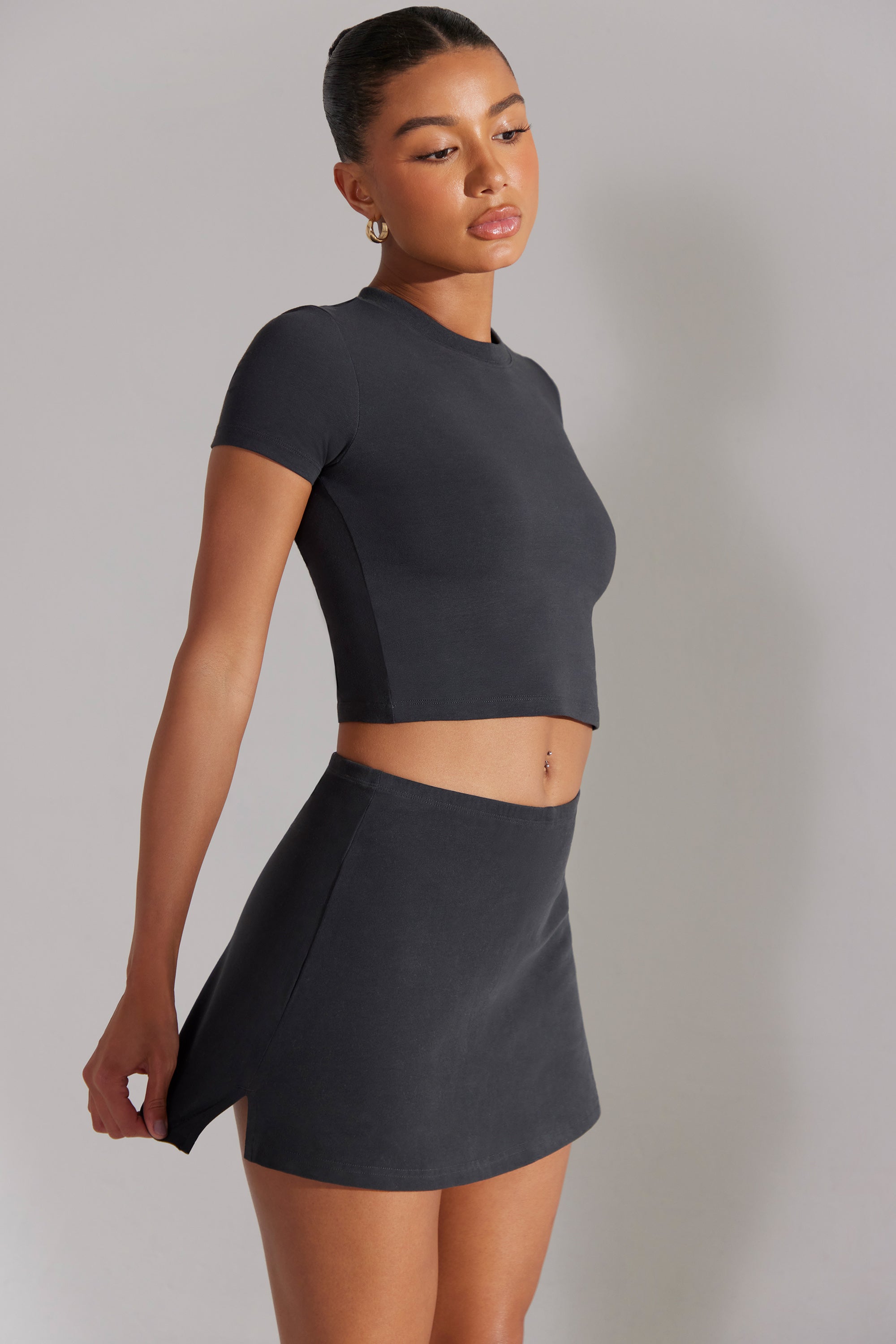 A-Line Mini Skort in Washed Black