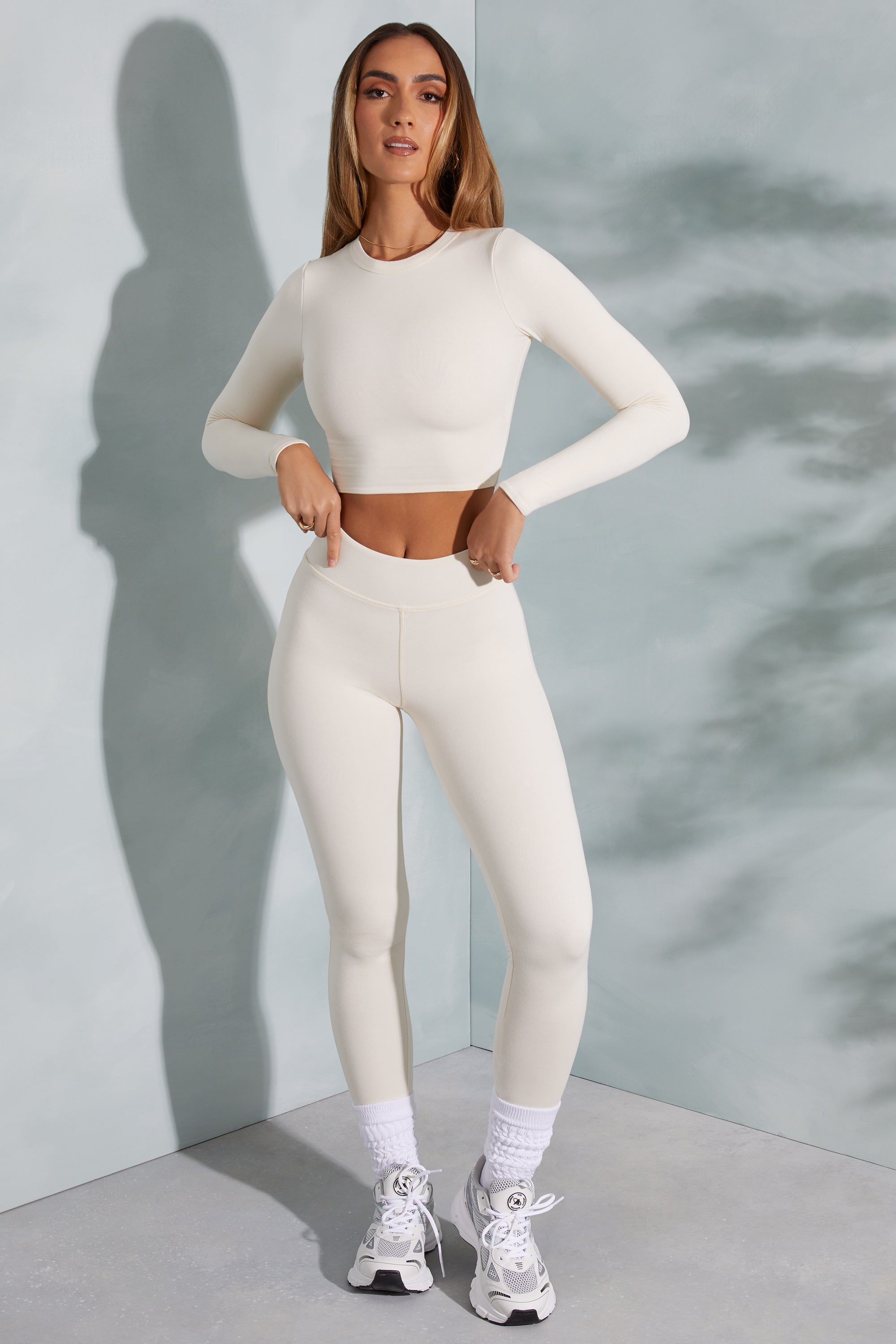 Petite High Waist Leggings in Ivory