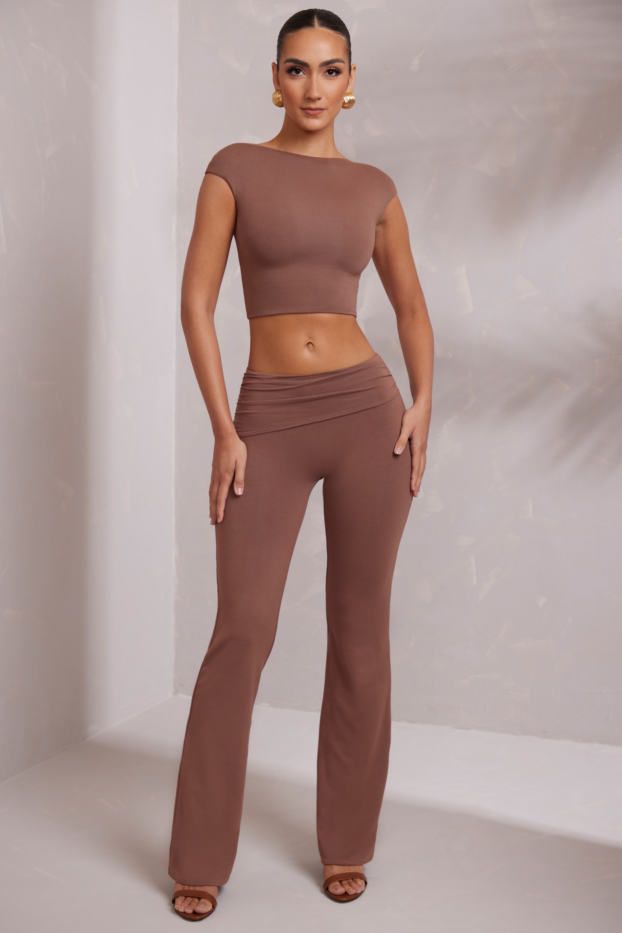 Tall Mid-Rise Straight Leg Trousers in Brown