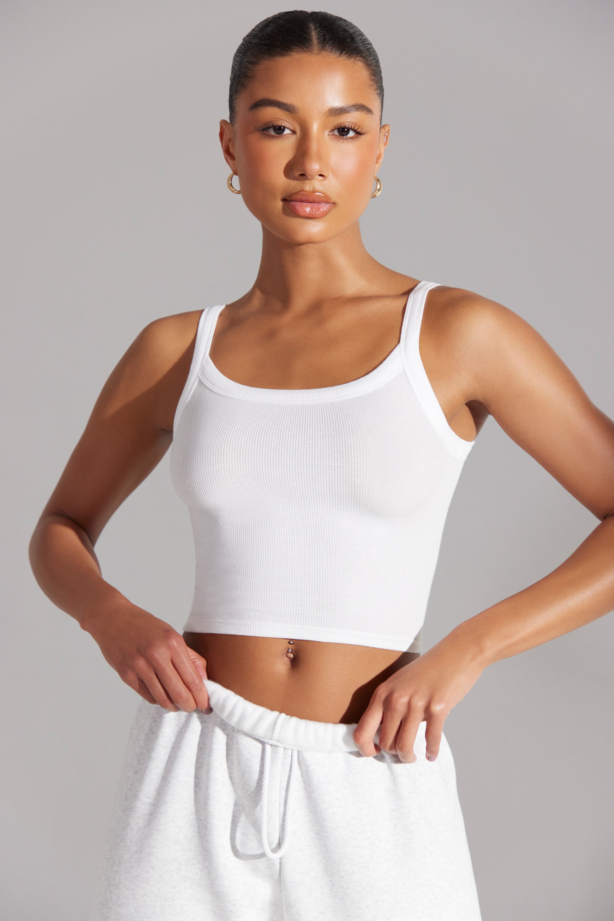 Soft Rib Tank Top in White