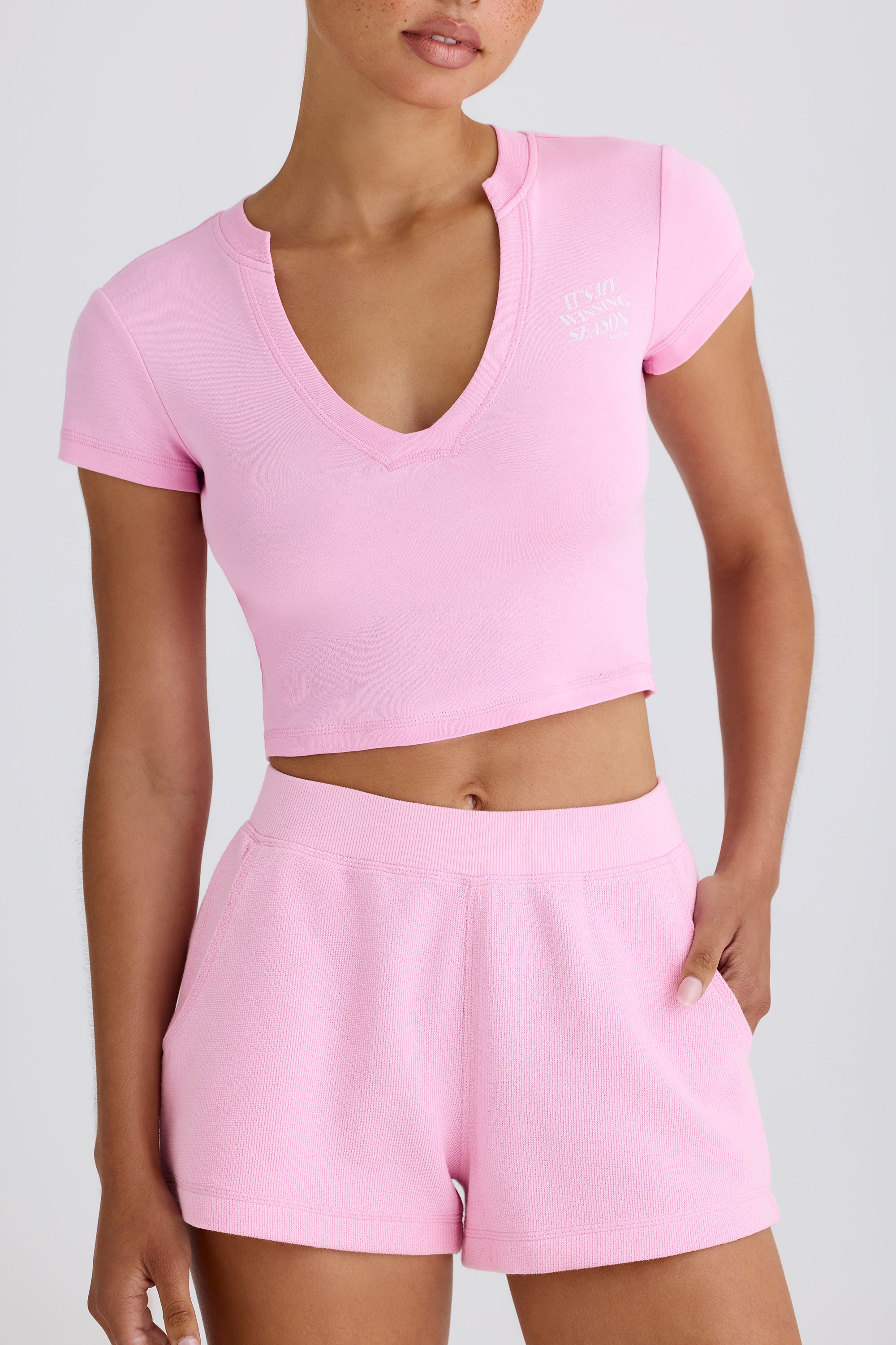 Elasticated Shorts in Bubblegum Pink