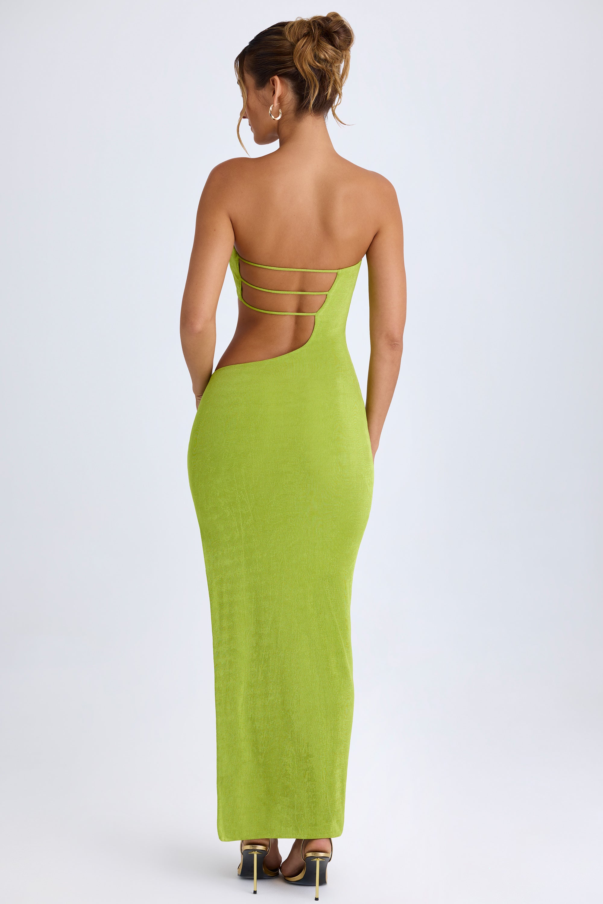 Cut-Out Bandeau Maxi Dress in Pear Green