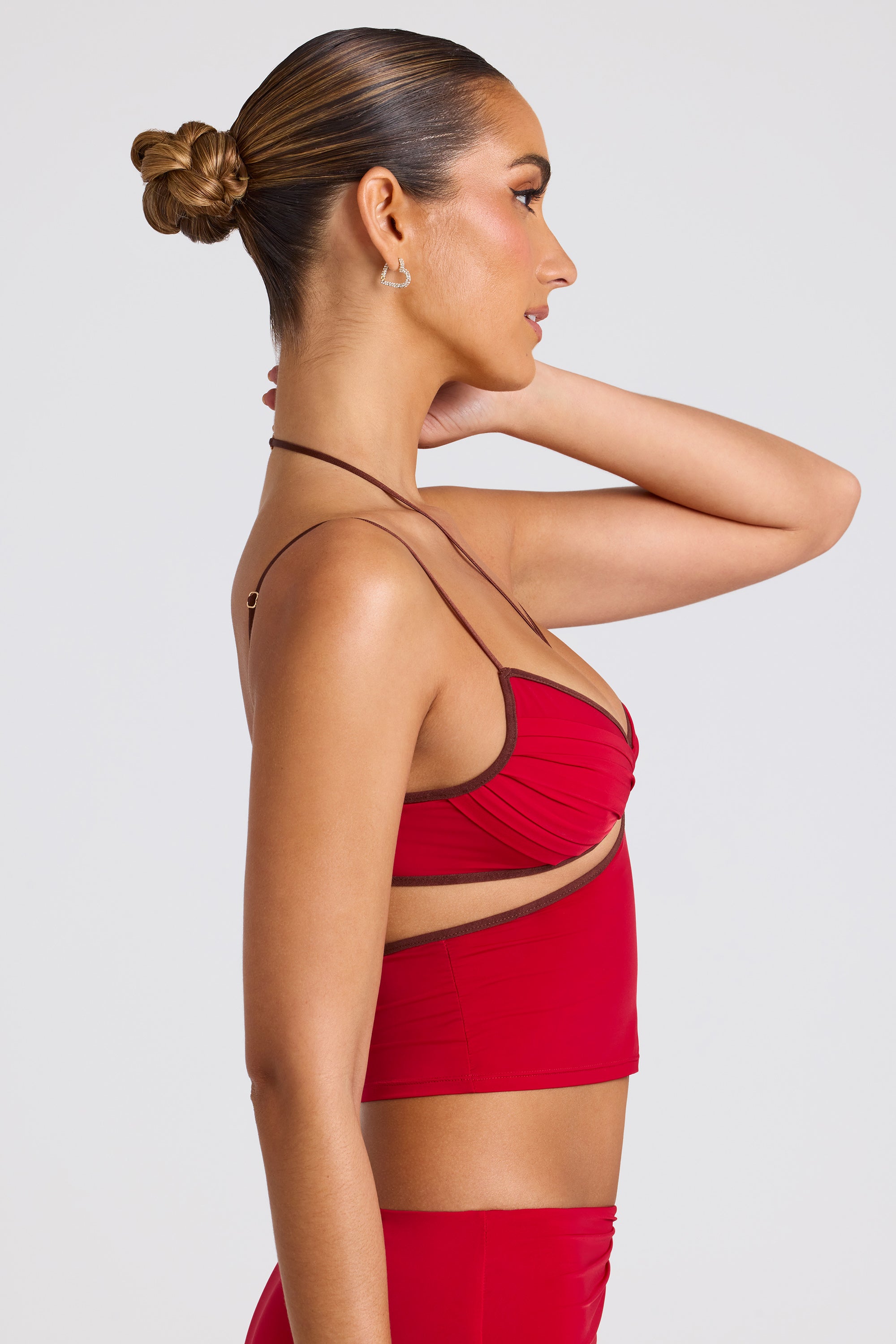 Contrast Binding Cami Top in Fire Red