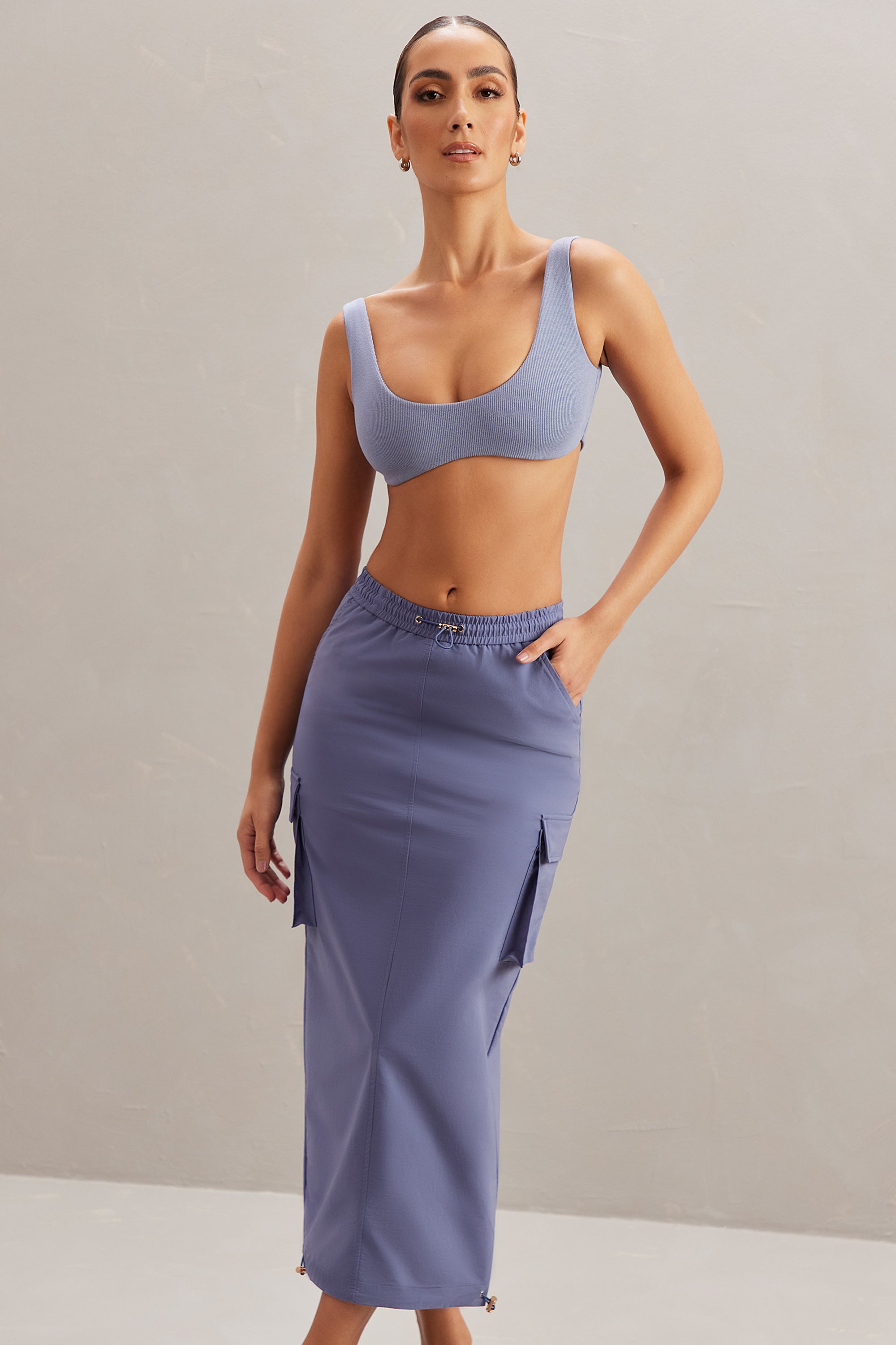 Plunge Neck Bralette in Blue