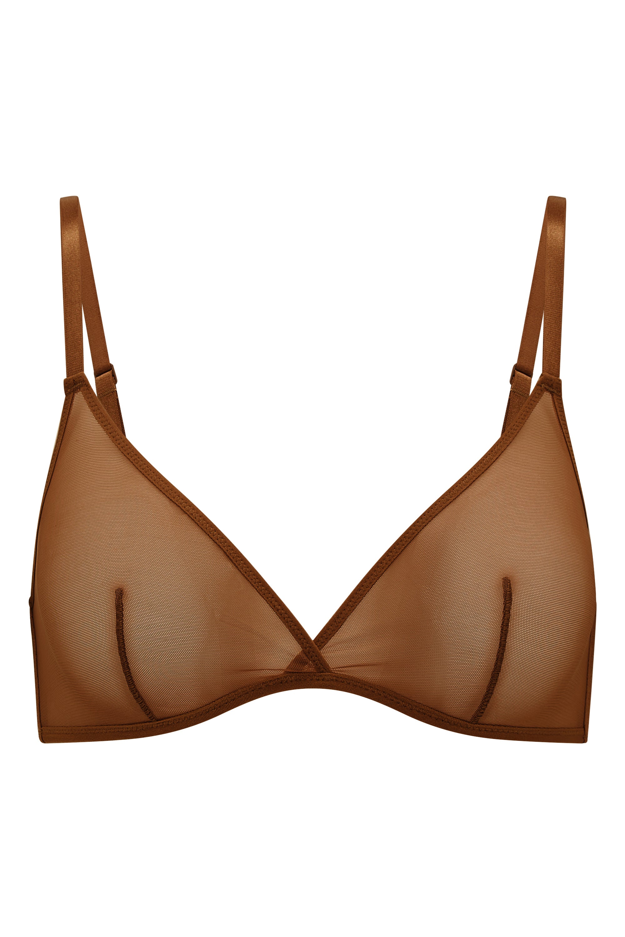 Soft Mesh Single Layer Triangle Bra in Chestnut