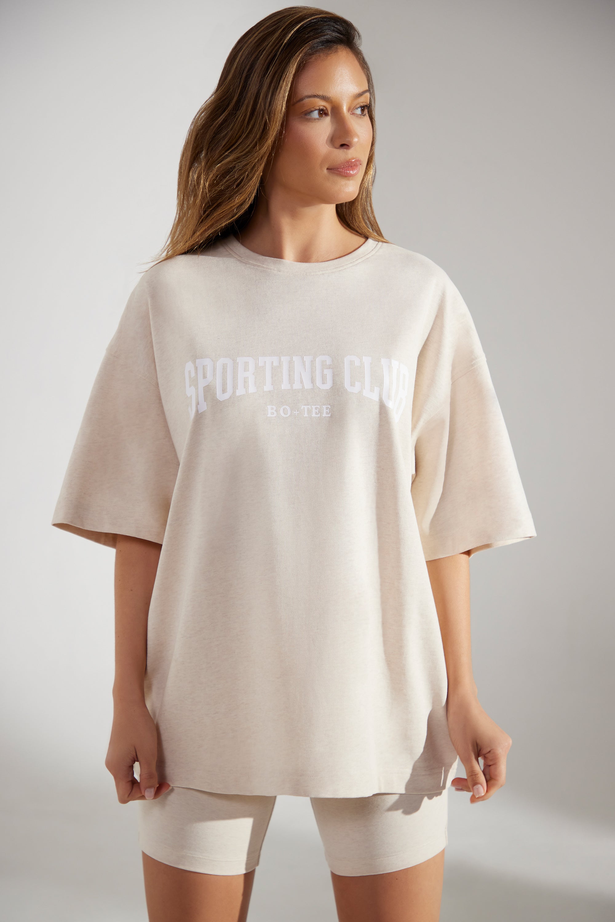 Oversized Short Sleeve T-Shirt in Heather Oat