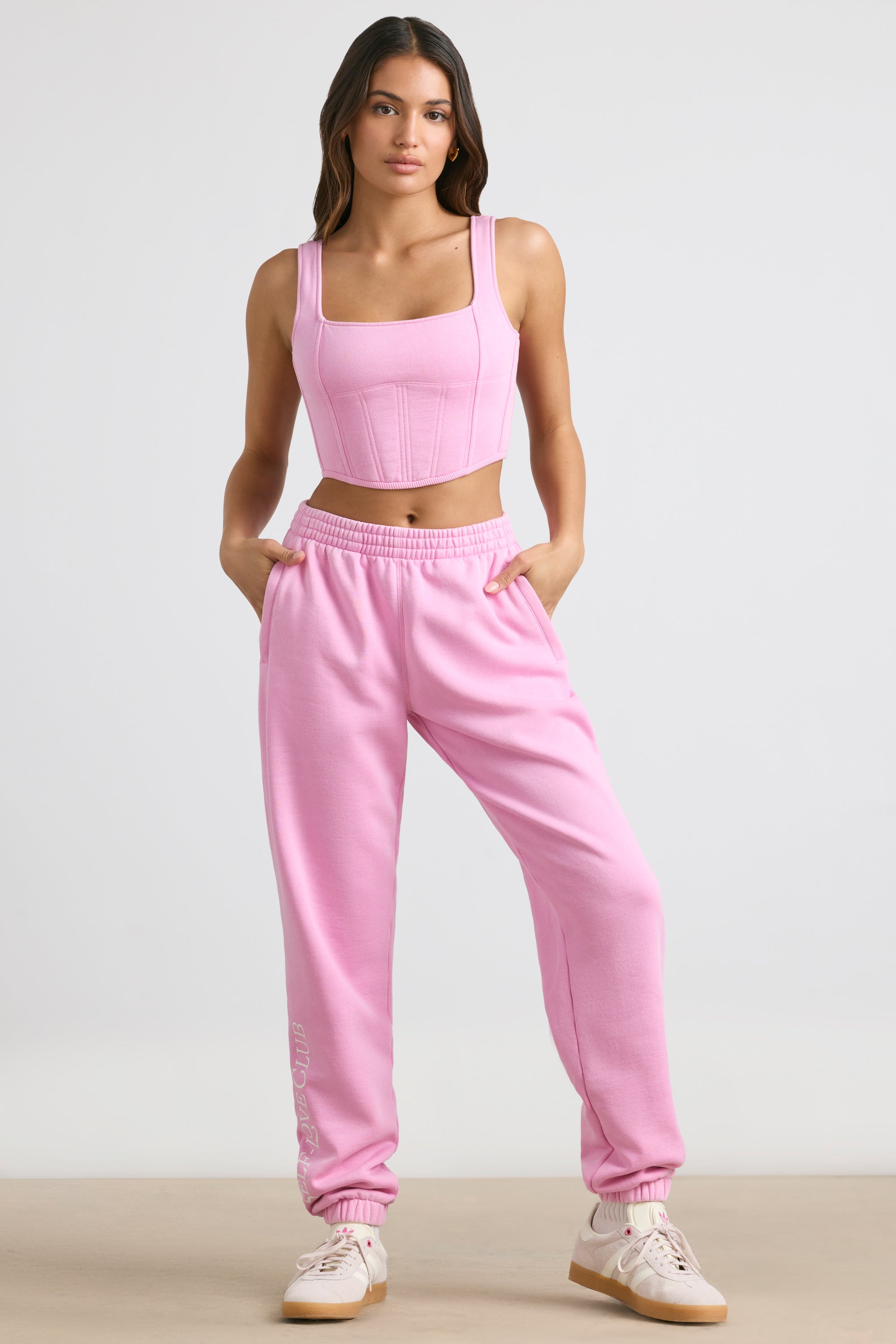 Corset Crop Top in Bubblegum Pink