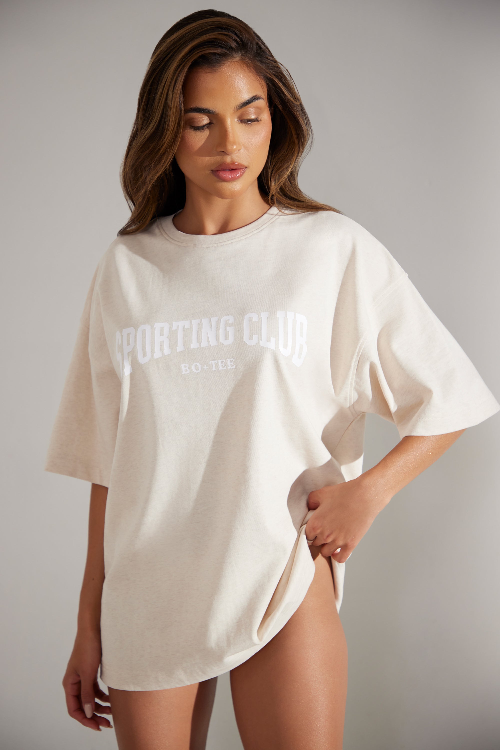 Oversized Short Sleeve T-Shirt in Heather Oat