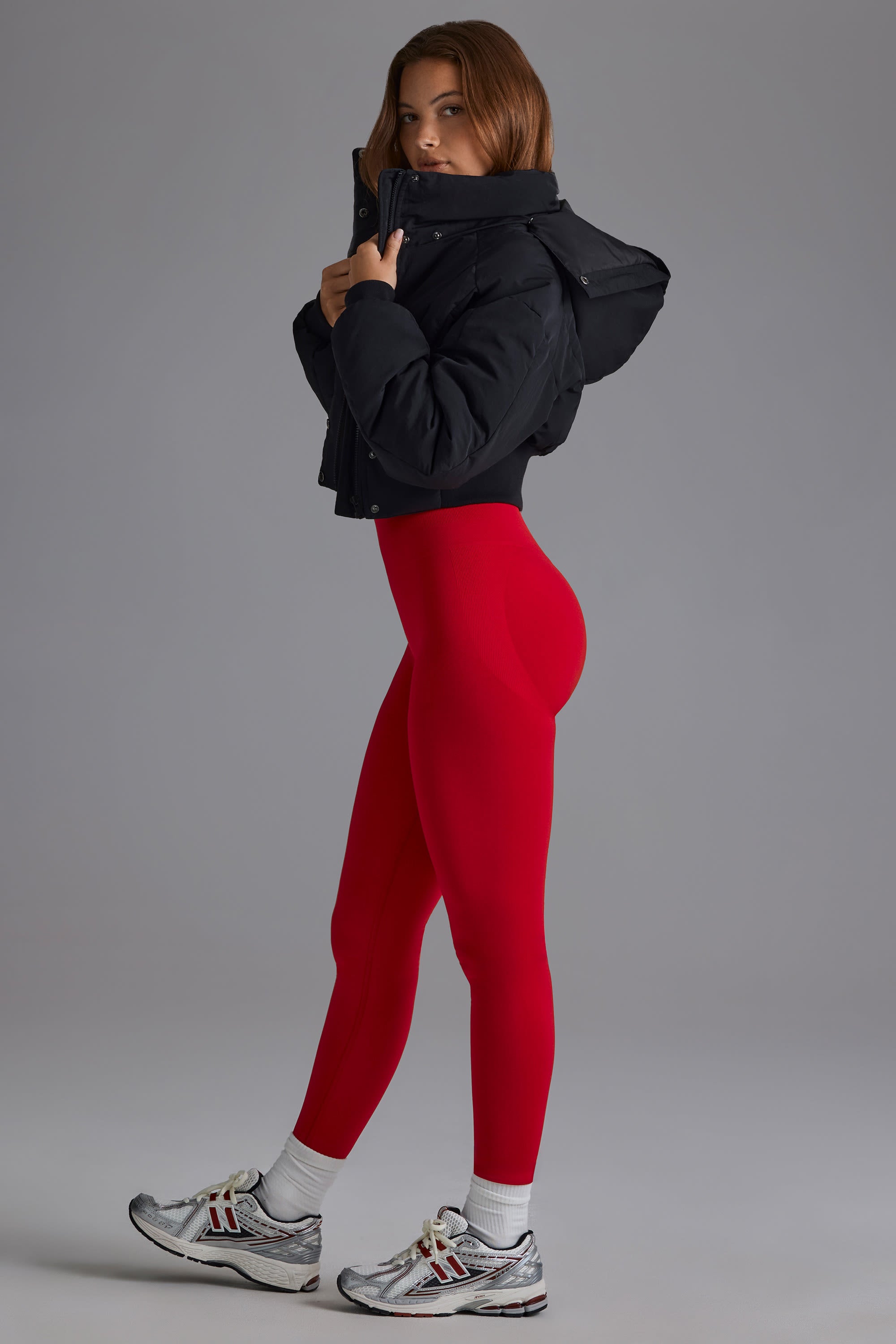 Define Luxe High-Waist Leggings in Cherry Red