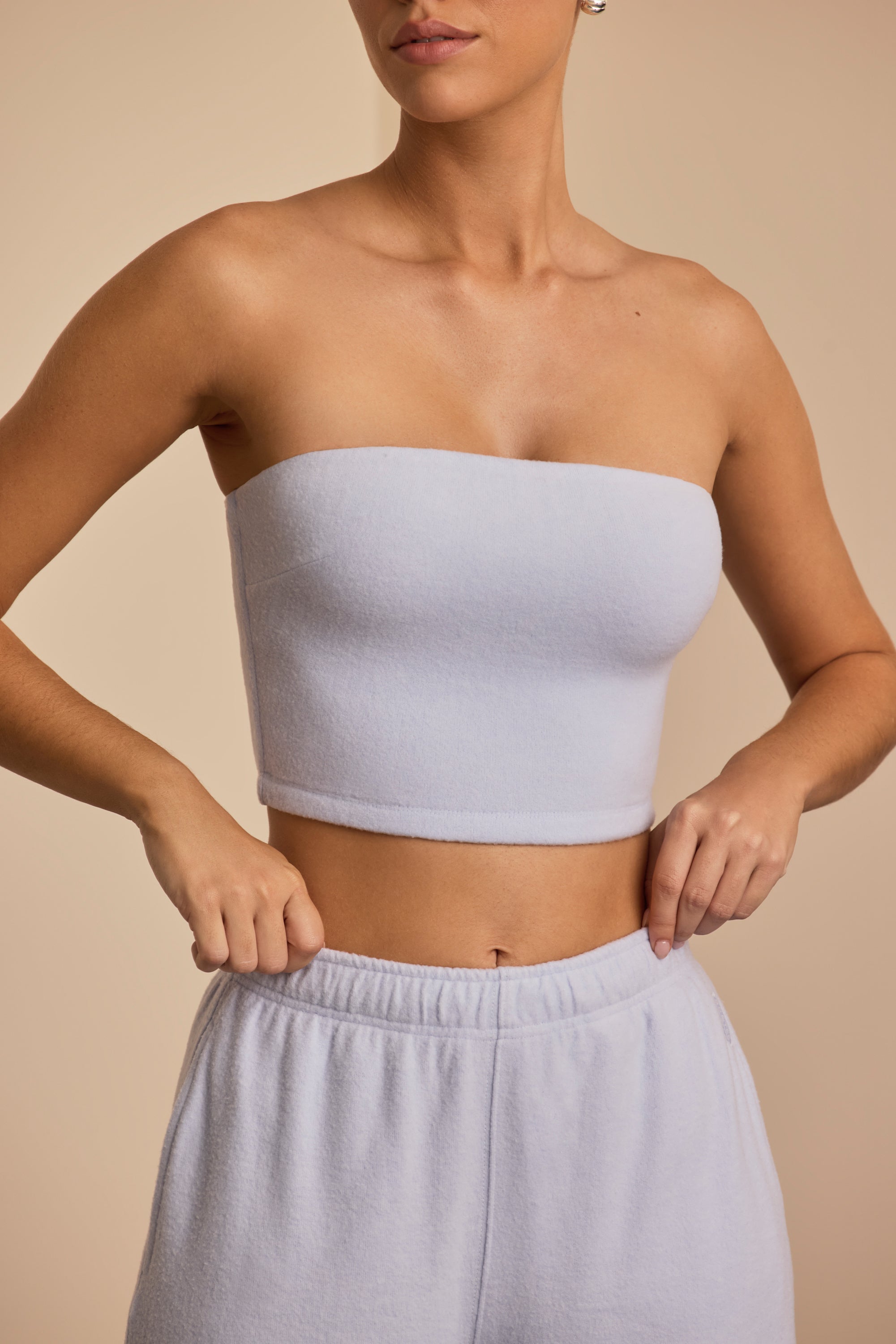 Brushed Jersey Bandeau Top in Soft Blue