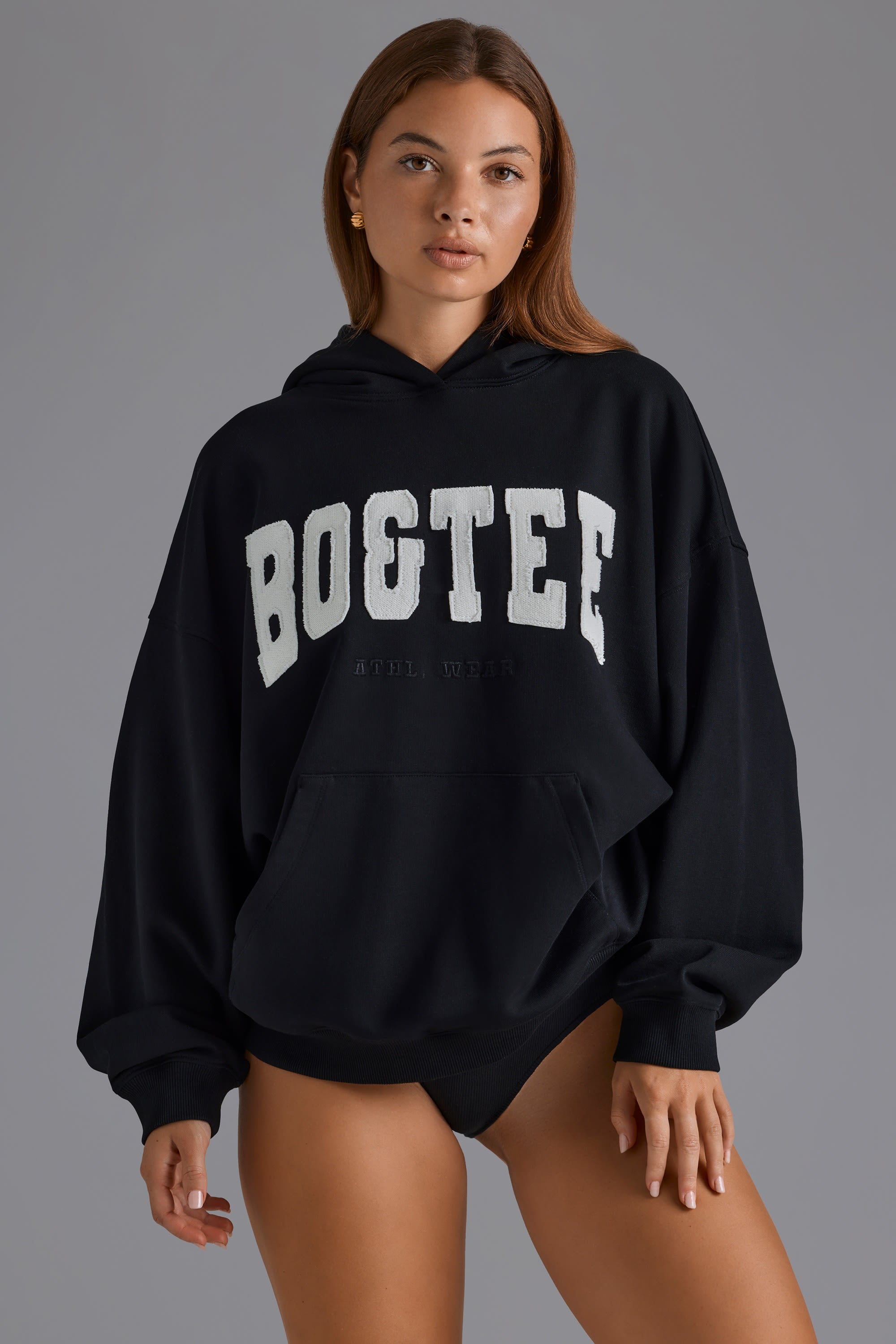 Appliqué Oversized Hoodie in Black