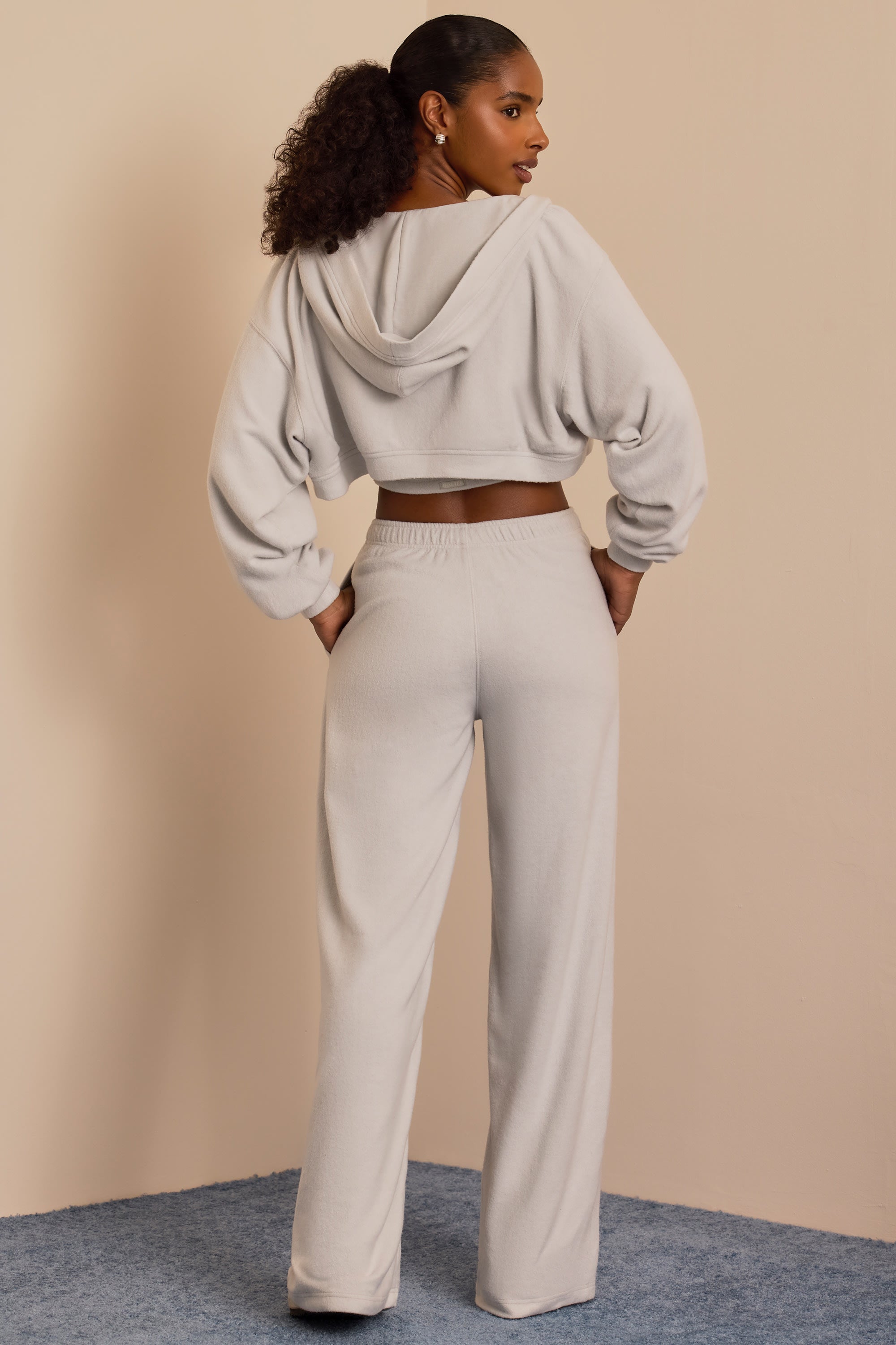 Tall Brushed Jersey Wide-Leg Joggers in Fog Grey