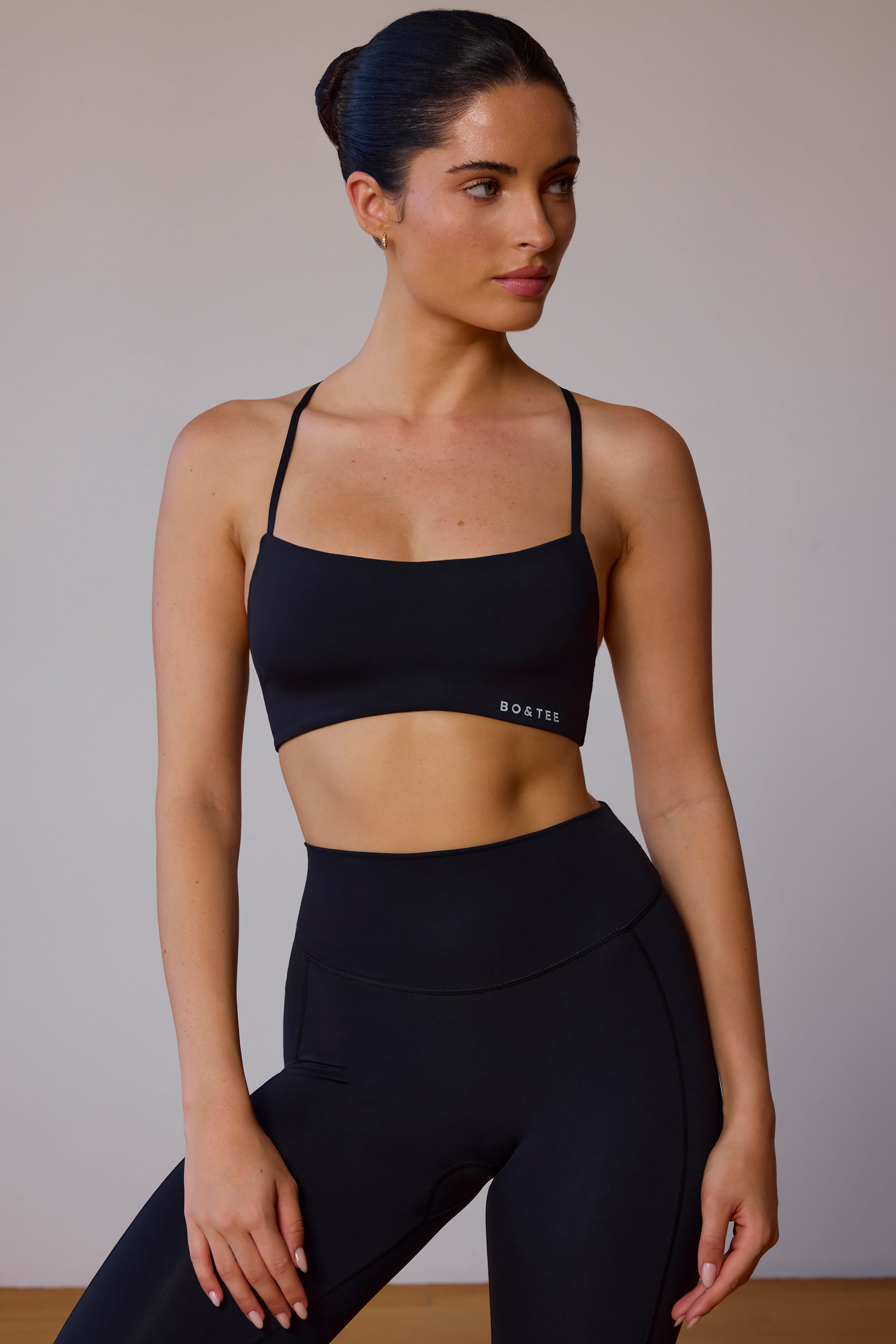 Cross-Back Sports Bra in Black