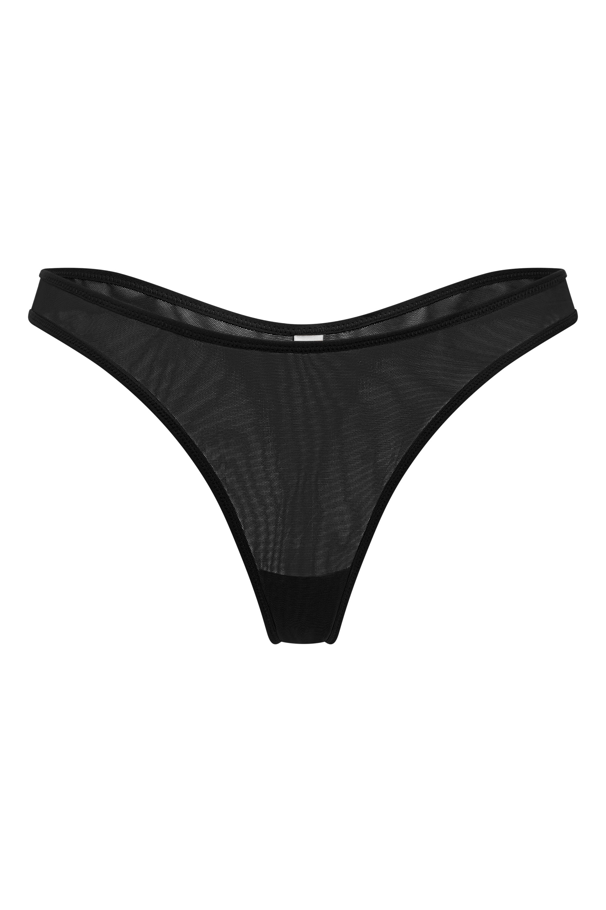 Soft Mesh Thong in Black