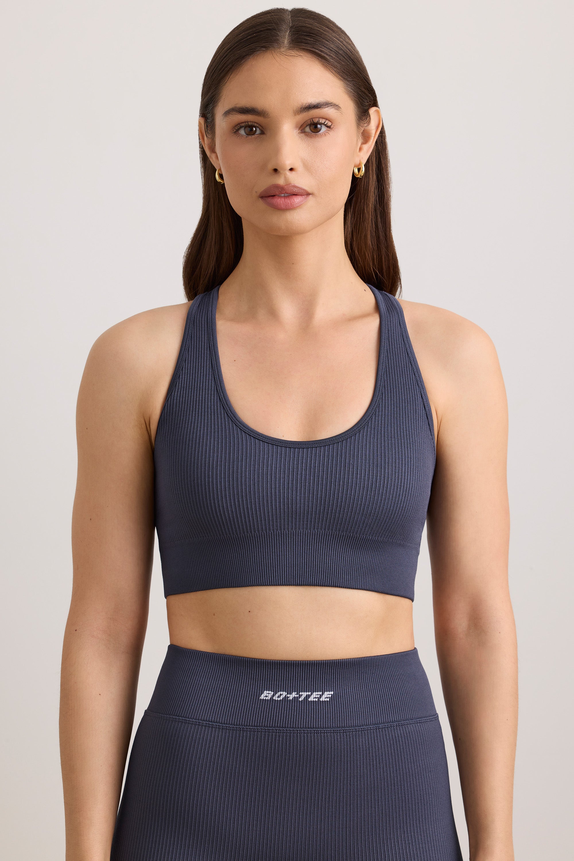 FlexiRib Wide Strap Sports Bra in Slate