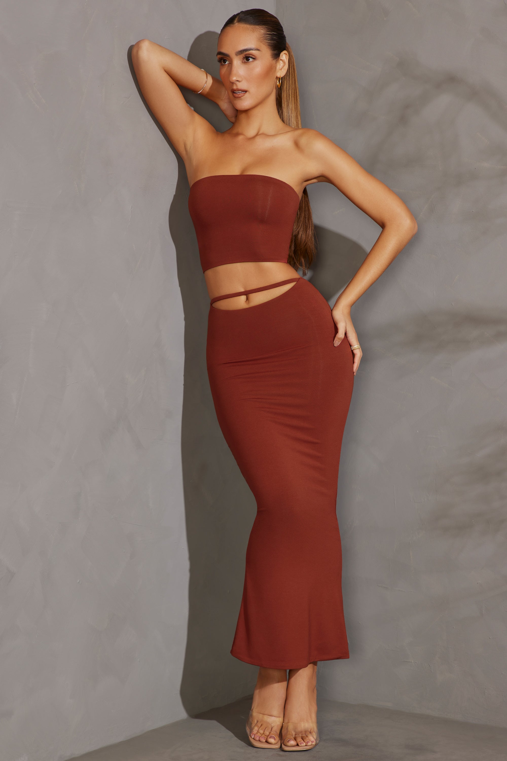 Cut Out Maxi Skirt in Brick