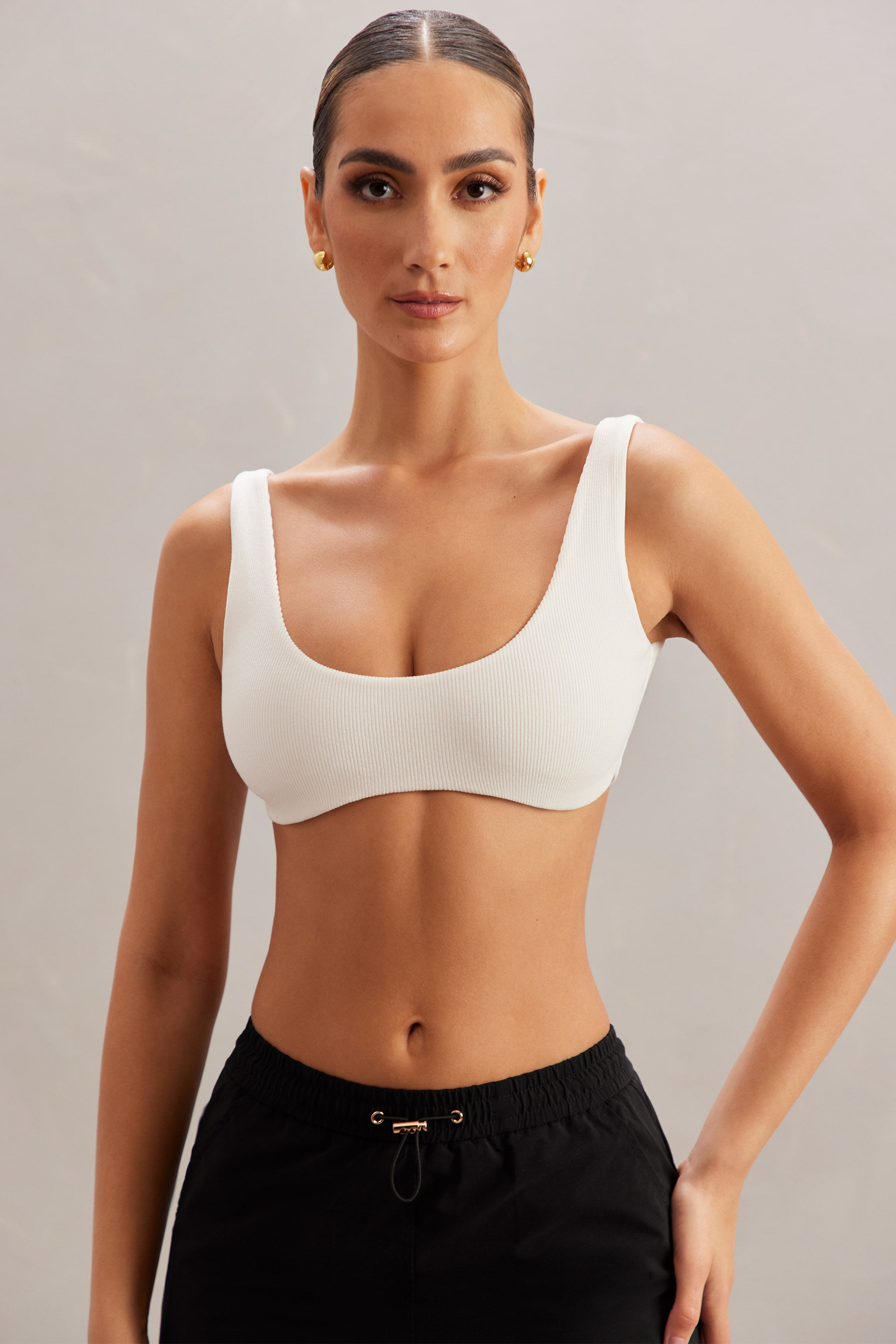 Plunge Neck Bralette in Ivory