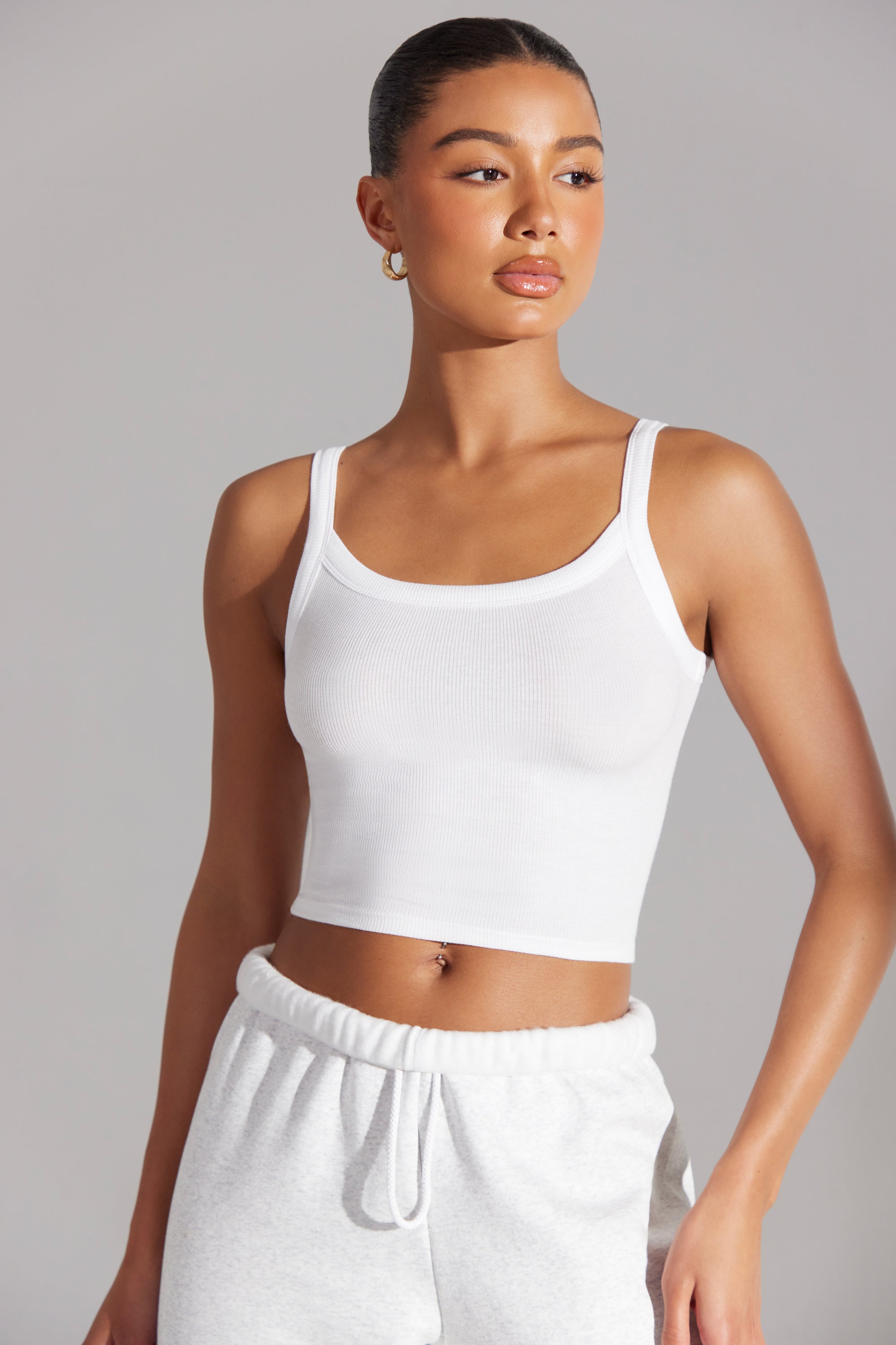 Soft Rib Tank Top in White